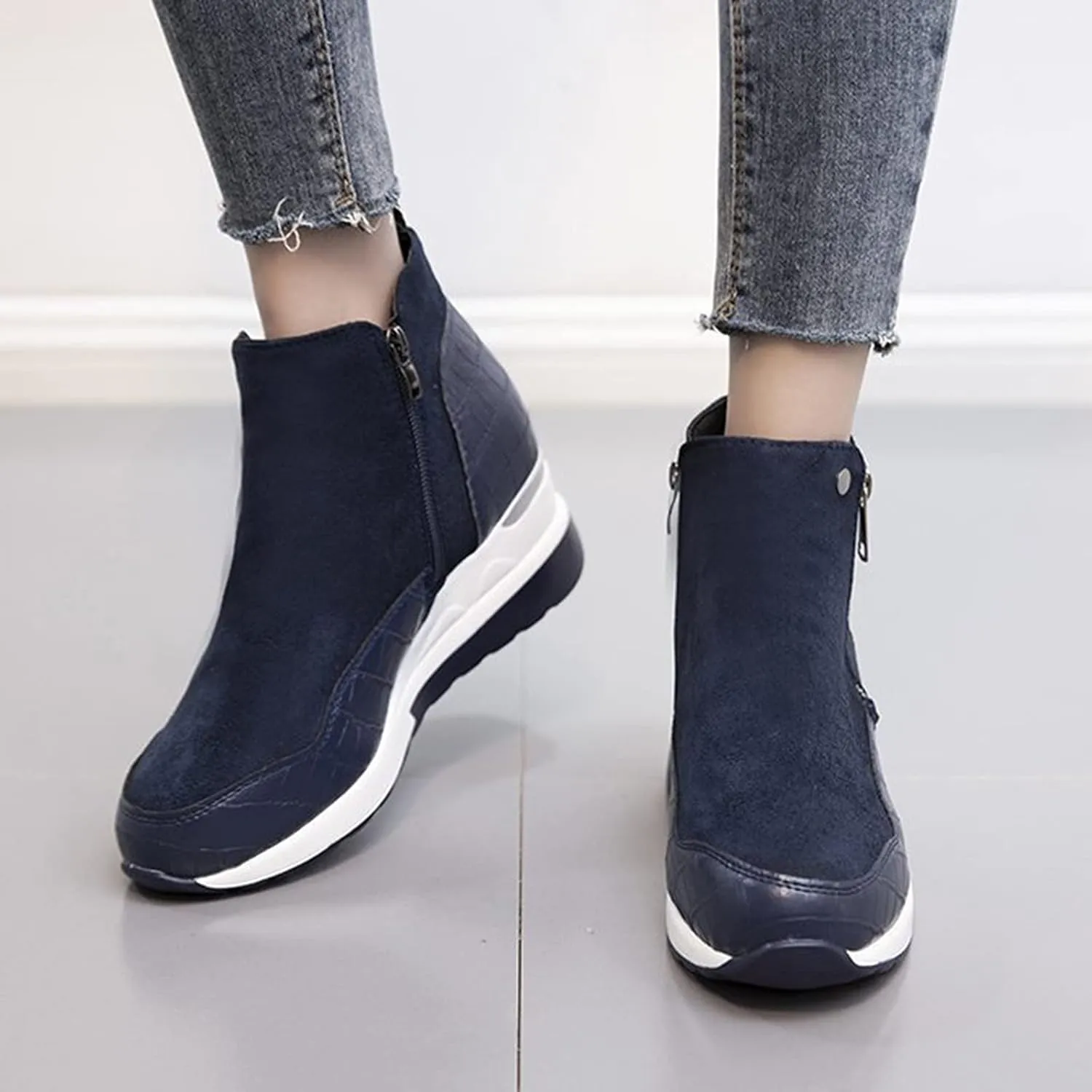 Womens Boots Ankle Women's Boots Botas De Combate Para Mujer Low Booties for Women Womens Ankle Boots Wide toe Box Black Suede Ankle Boots for Women