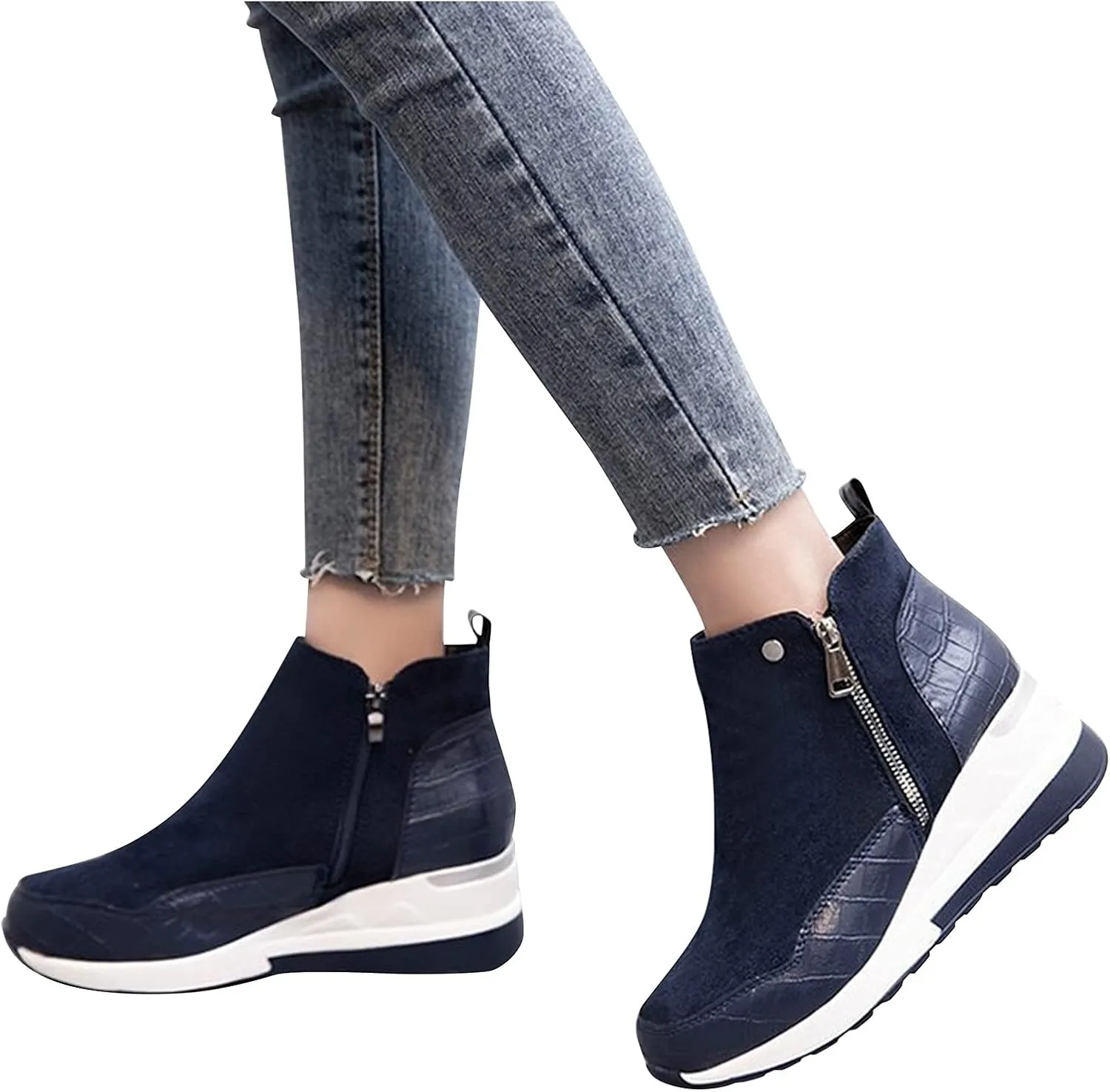 Womens Boots Ankle Women's Boots Botas De Combate Para Mujer Low Booties for Women Womens Ankle Boots Wide toe Box Black Suede Ankle Boots for Women