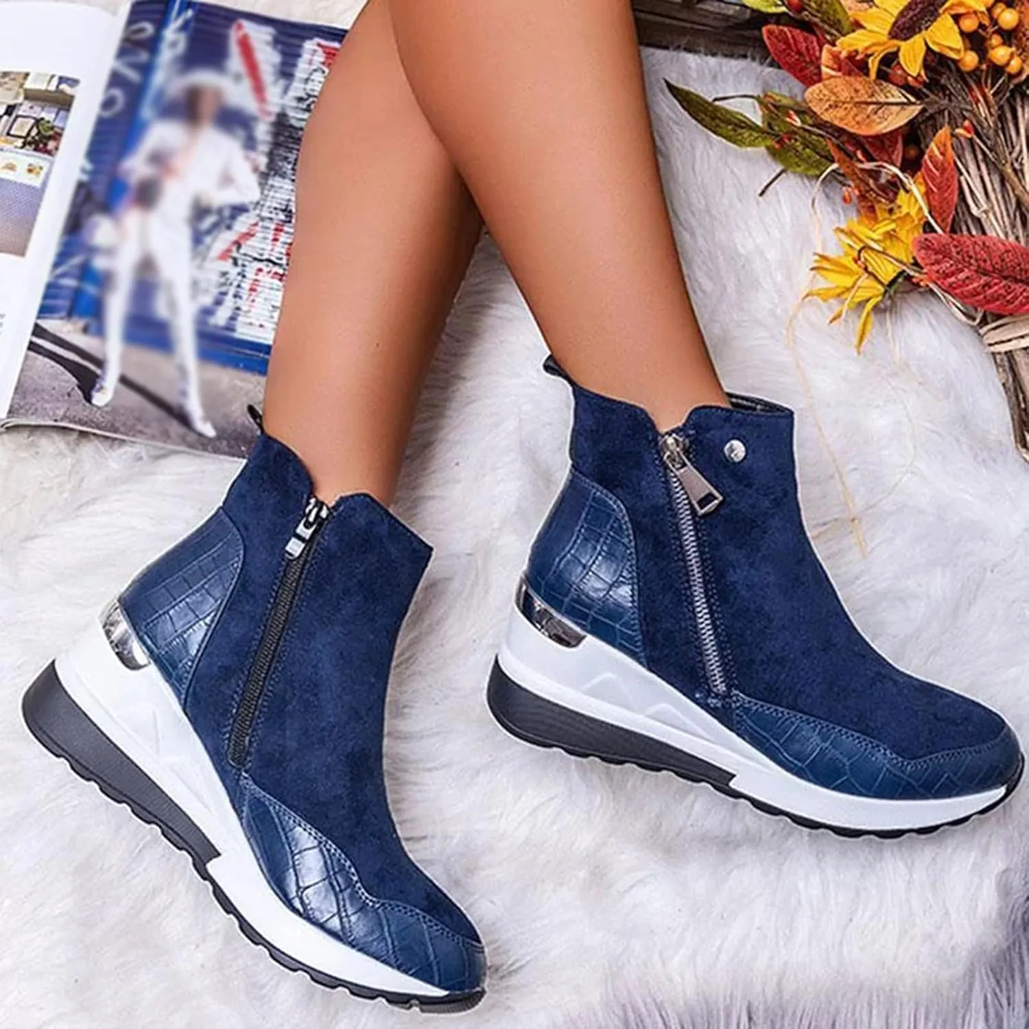 Womens Boots Ankle Women's Boots Botas De Combate Para Mujer Low Booties for Women Womens Ankle Boots Wide toe Box Black Suede Ankle Boots for Women