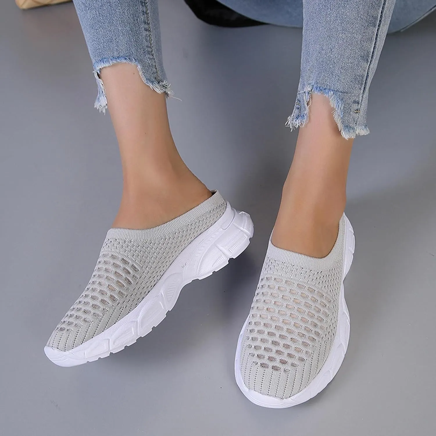 Womens Canvas Slip on Sneakers Walking Tennis Flat Dress Loafers Platform Wedge Mesh Shoes Embroidery Sneakers Casual Fashion
