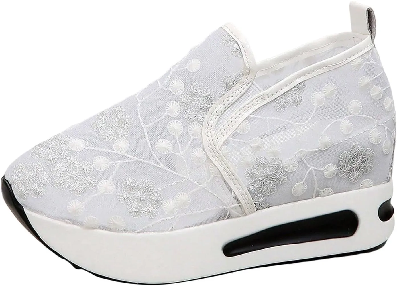 Womens Canvas Slip on Sneakers Walking Tennis Flat Dress Loafers Platform Wedge Mesh Shoes Embroidery Sneakers Casual Outdoor