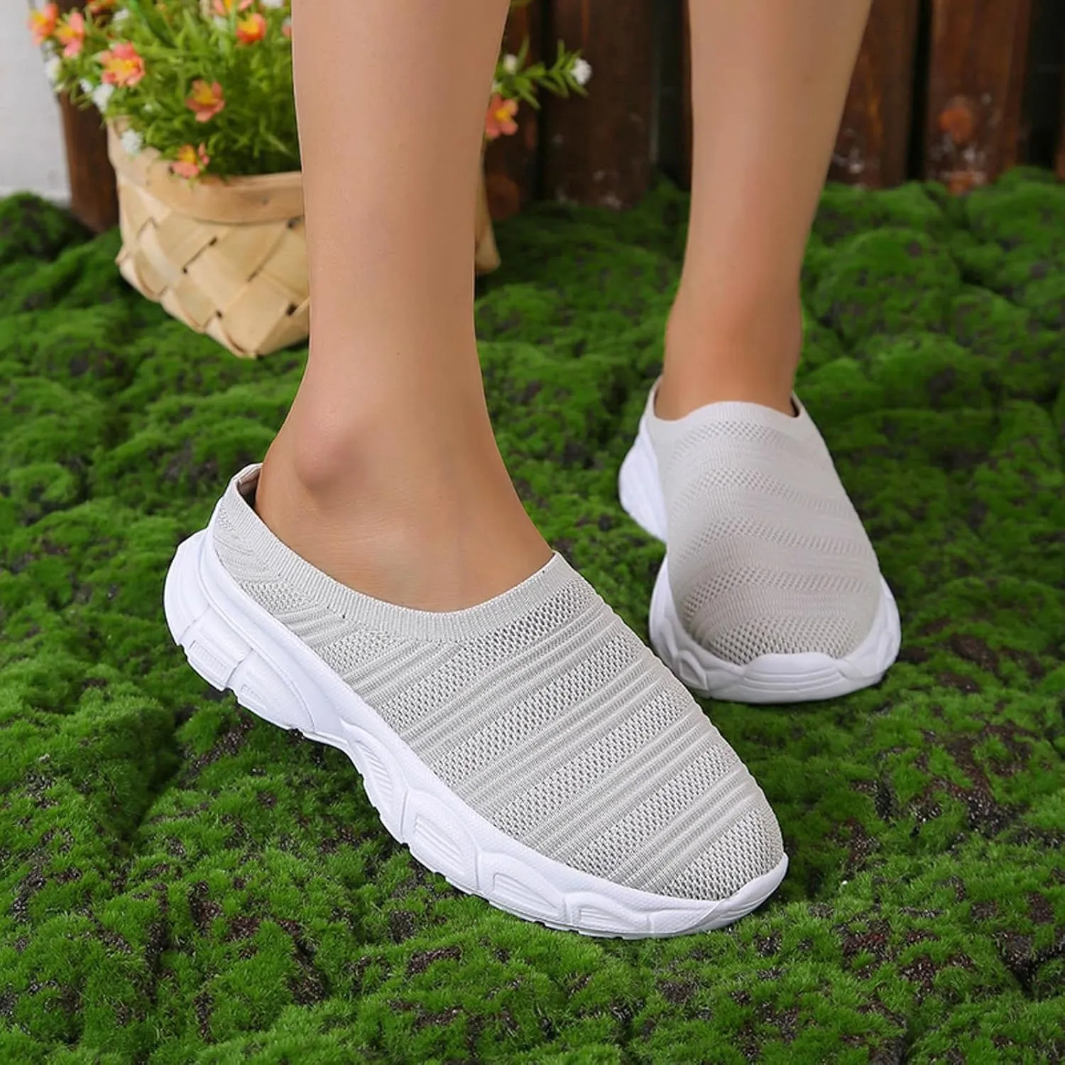 Womens Canvas Slip on Sneakers Walking Tennis Flat Dress Loafers Platform Wedge Mesh Shoes Embroidery Sneakers Casual T-Strap