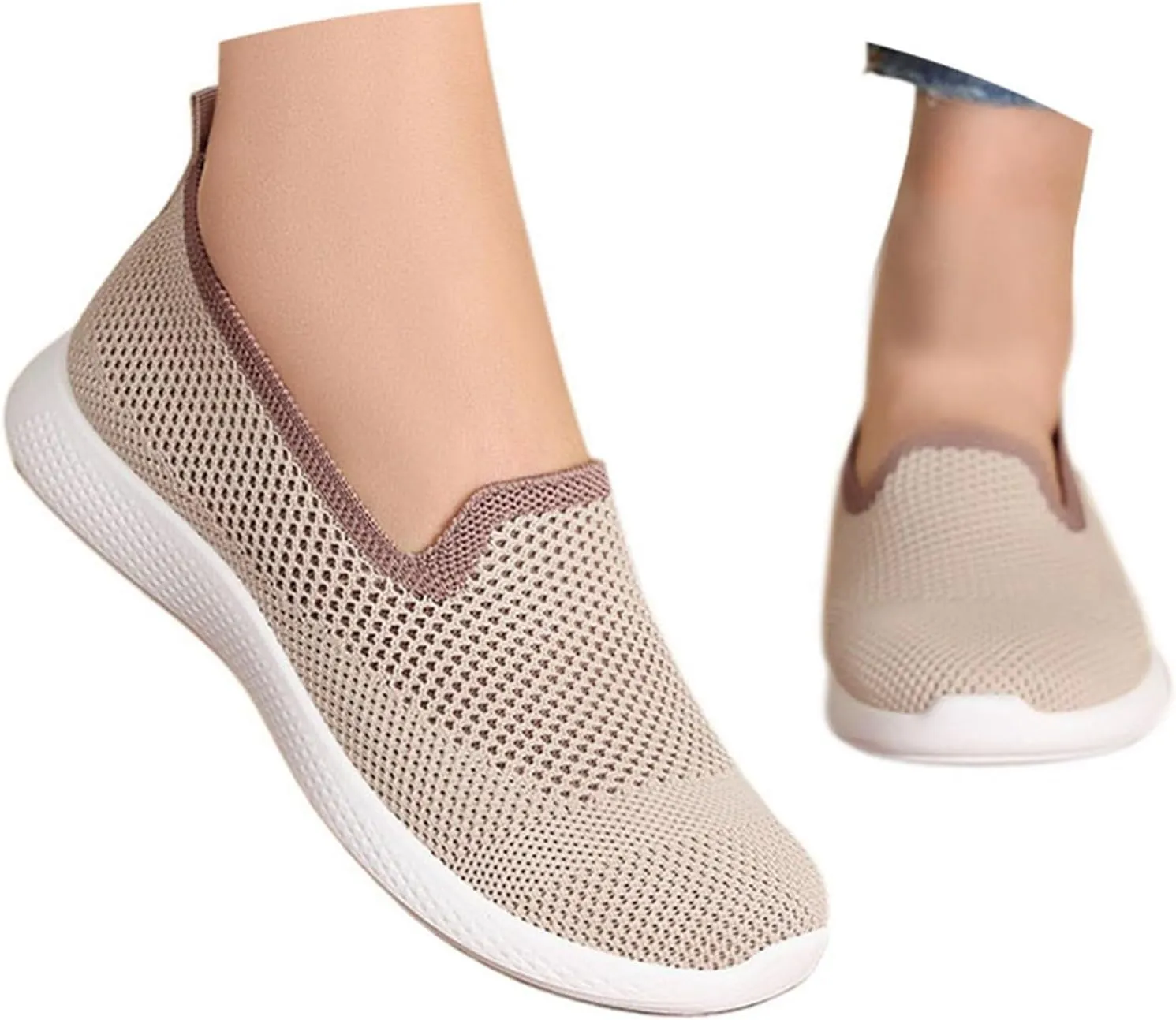 Women's Casual Shoes Comfortable Slip On Footwear Daily Wear Breathable Mesh Design Casual Slip on Tennis Shoes