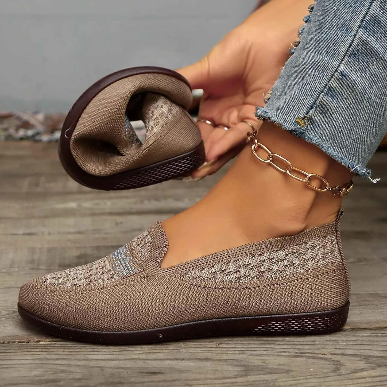 Women's Casual Slip On Shoes Breathable Comfortable Flat Loafers for Daily Wear with Semi Casual Dress Shoes for Men