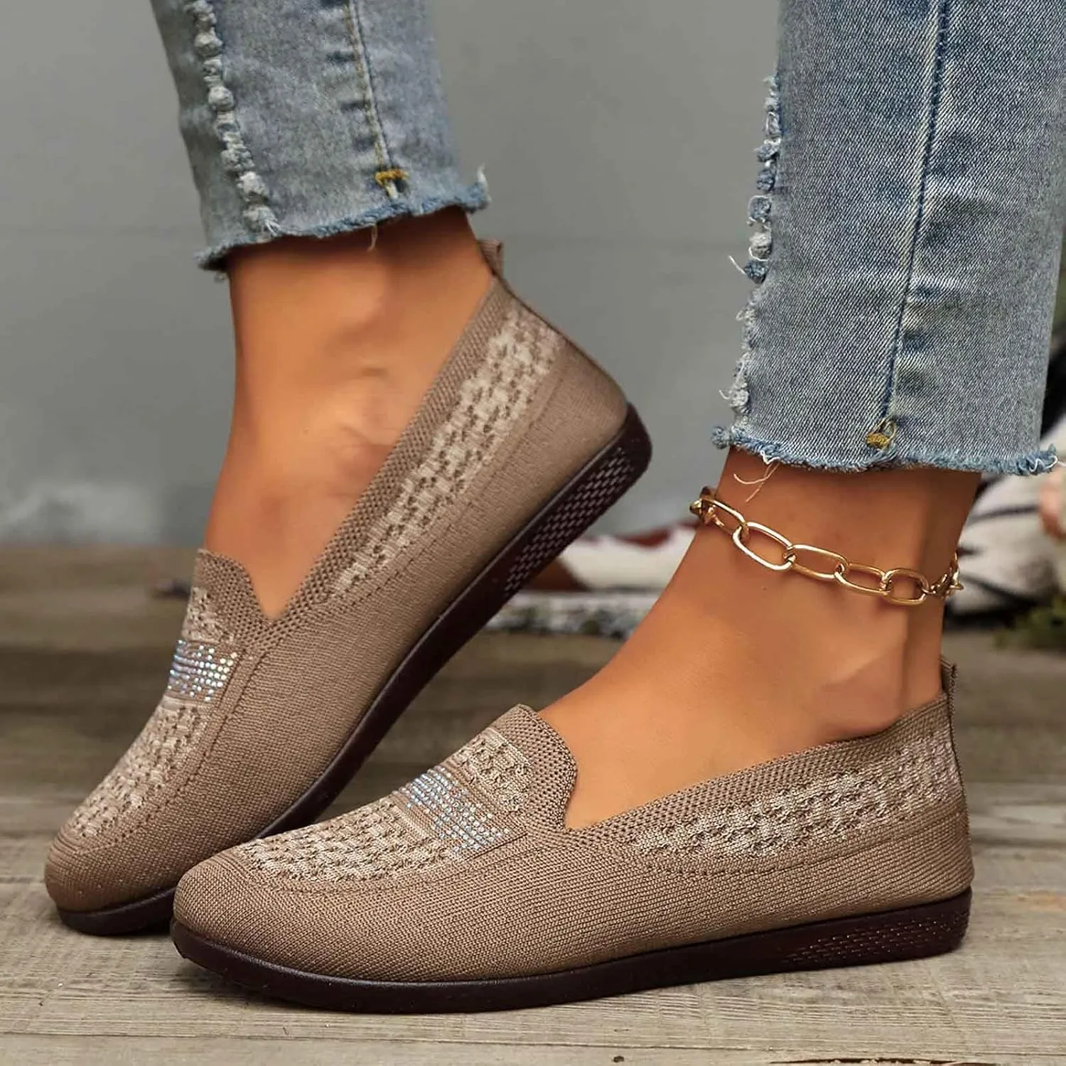 Women's Casual Slip On Shoes Breathable Comfortable Flat Loafers for Daily Wear with Semi Casual Dress Shoes for Men