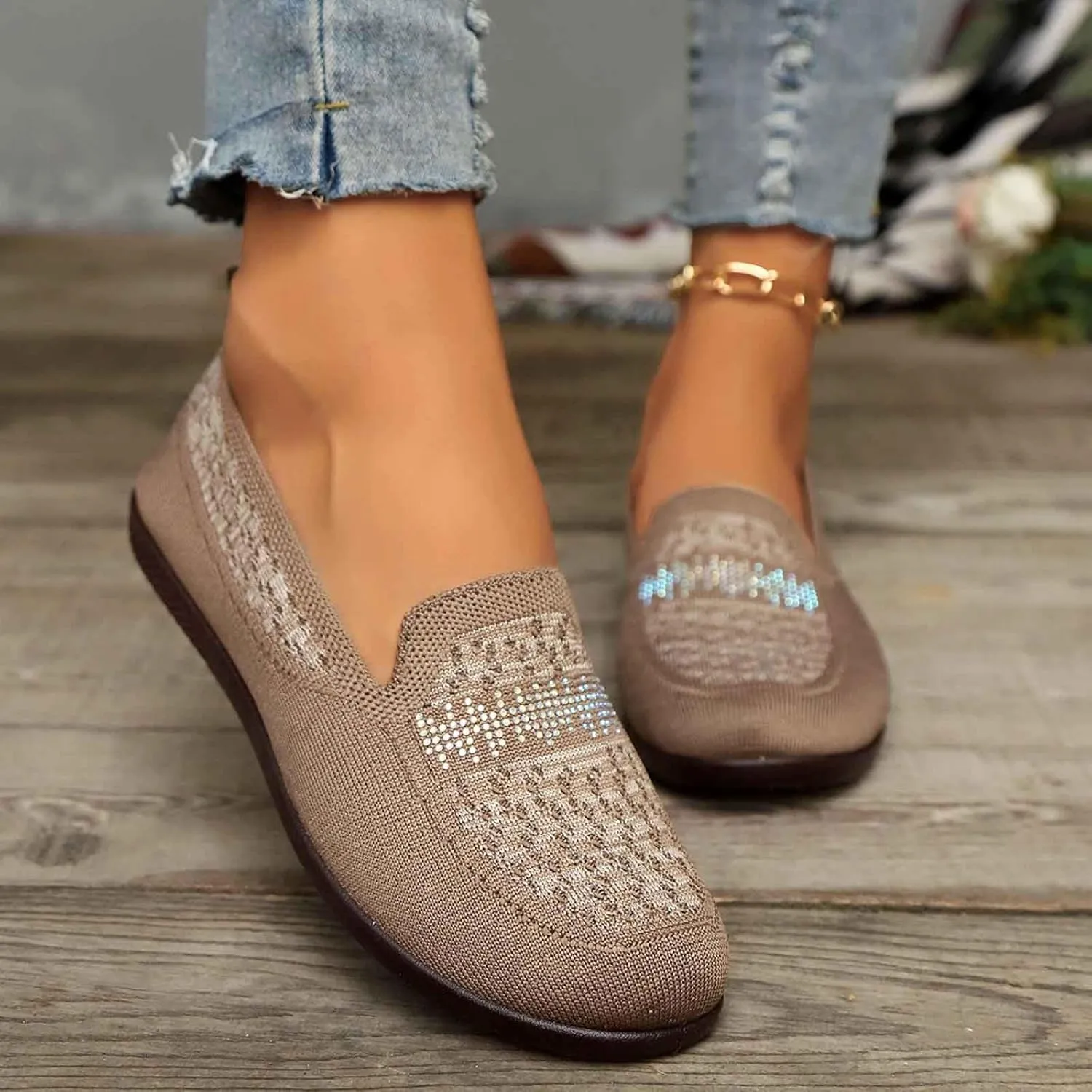 Women's Casual Slip On Shoes Breathable Comfortable Flat Loafers for Daily Wear with Semi Casual Dress Shoes for Men