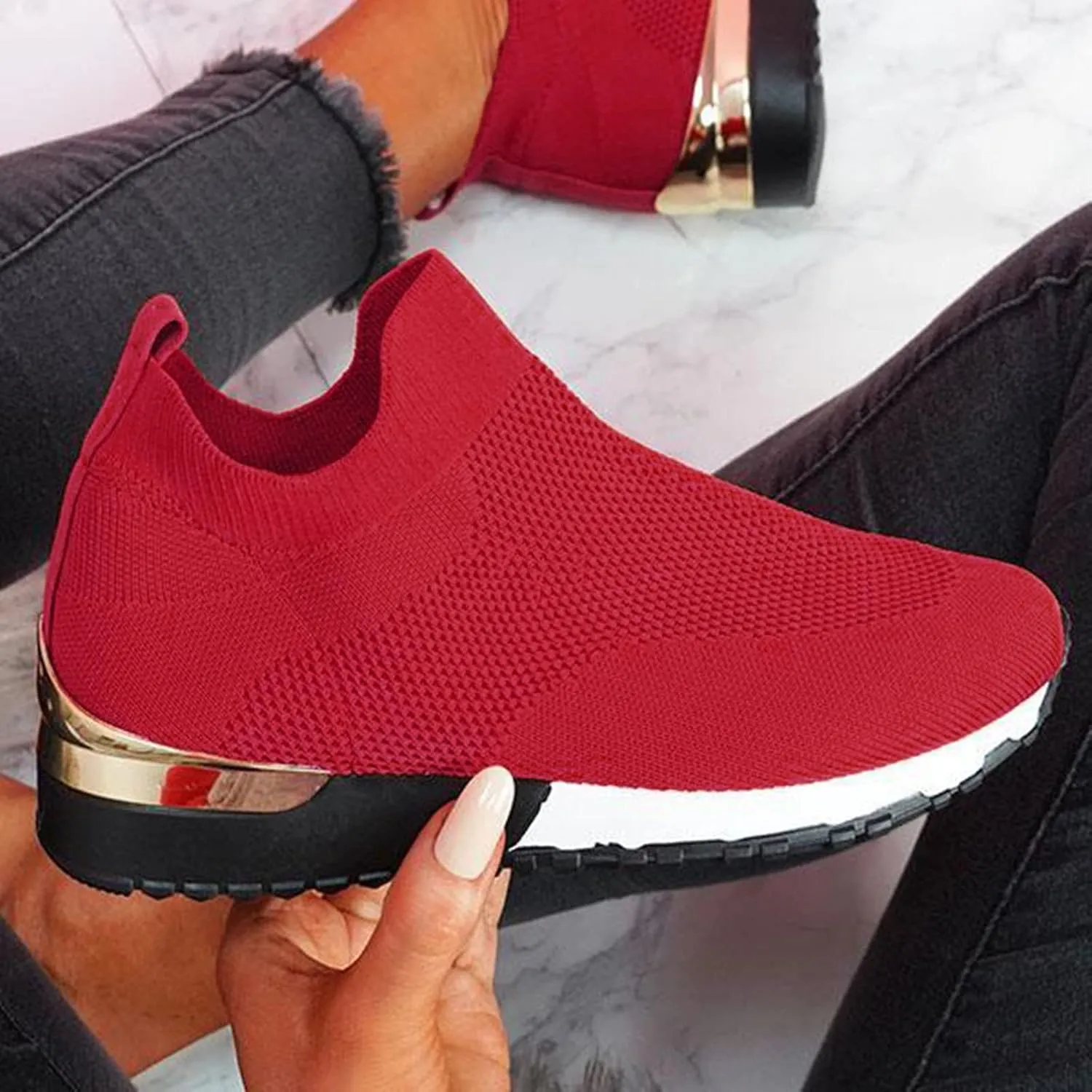 Womens Casual Sneakers Wide Feet Zapato Ortopedico para Mujer Diabetica Women Slip On Shoes Dressy Elder Women's Sneakers with Arch Support Slip On Womens Non Slip Work Shoes Wide Width