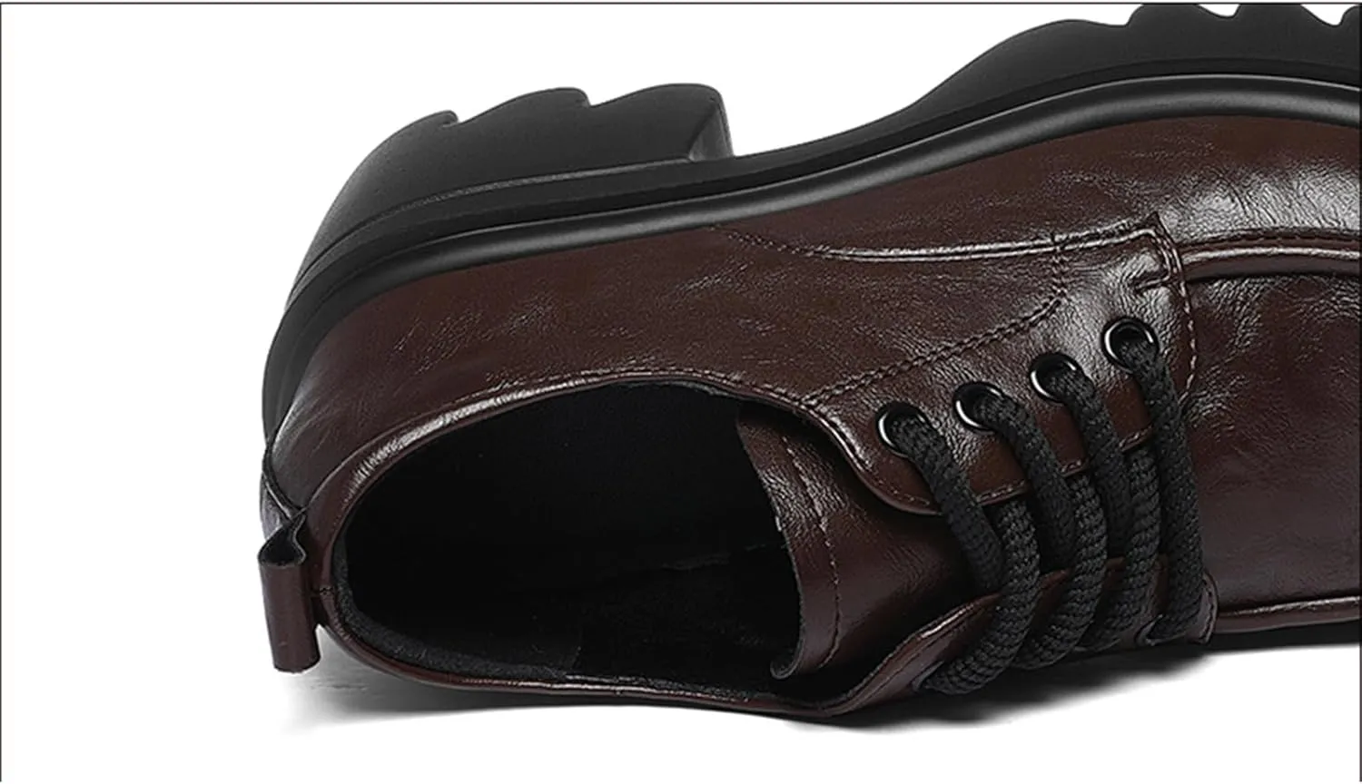 Women's Chunky Platform Loafers Classic Lace-Up Dress Shoes Casual Office Business Oxfords