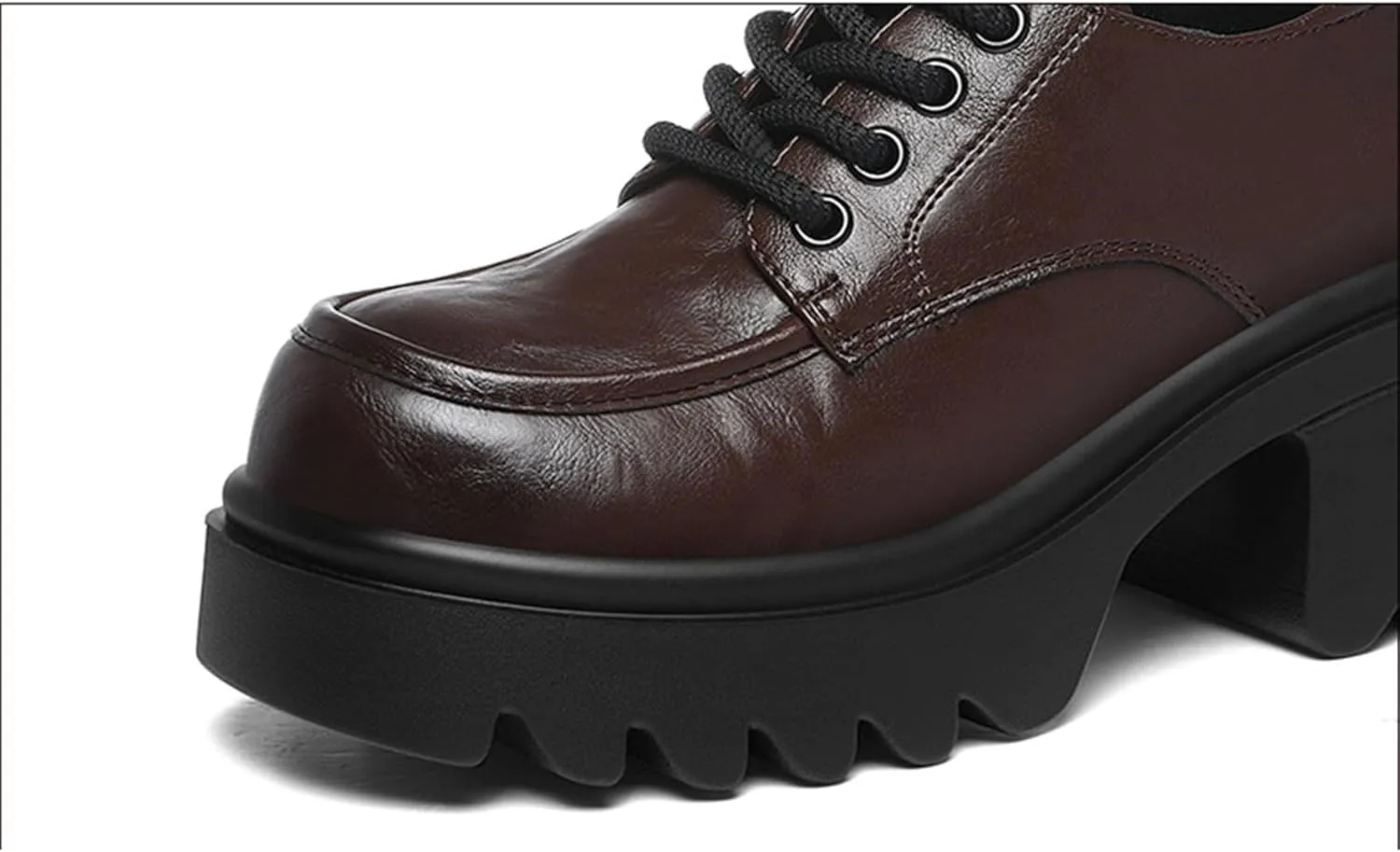 Women's Chunky Platform Loafers Classic Lace-Up Dress Shoes Casual Office Business Oxfords