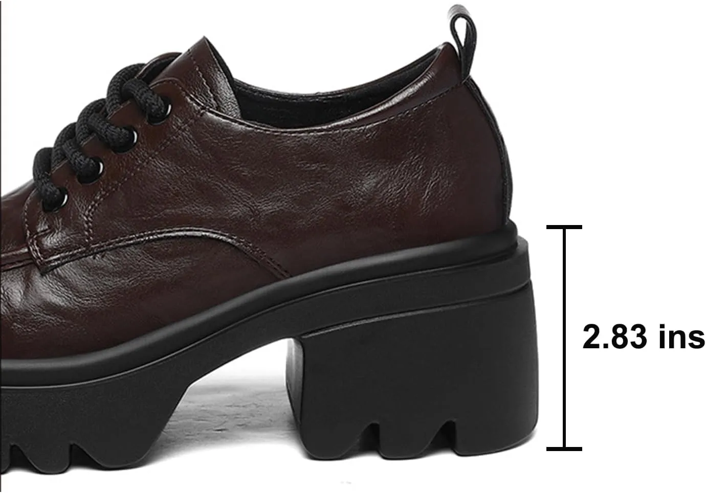 Women's Chunky Platform Loafers Classic Lace-Up Dress Shoes Casual Office Business Oxfords