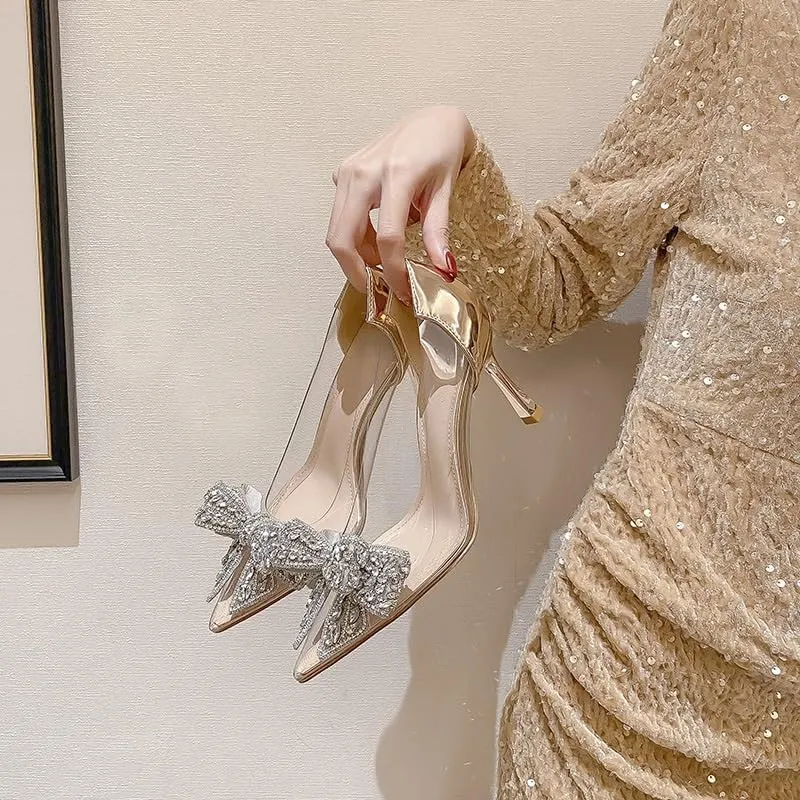 Women's Closed Pointed Toe High Heels Wedding Party Dress Pumps Shoes Stiletto High Heeled Sandals for Women