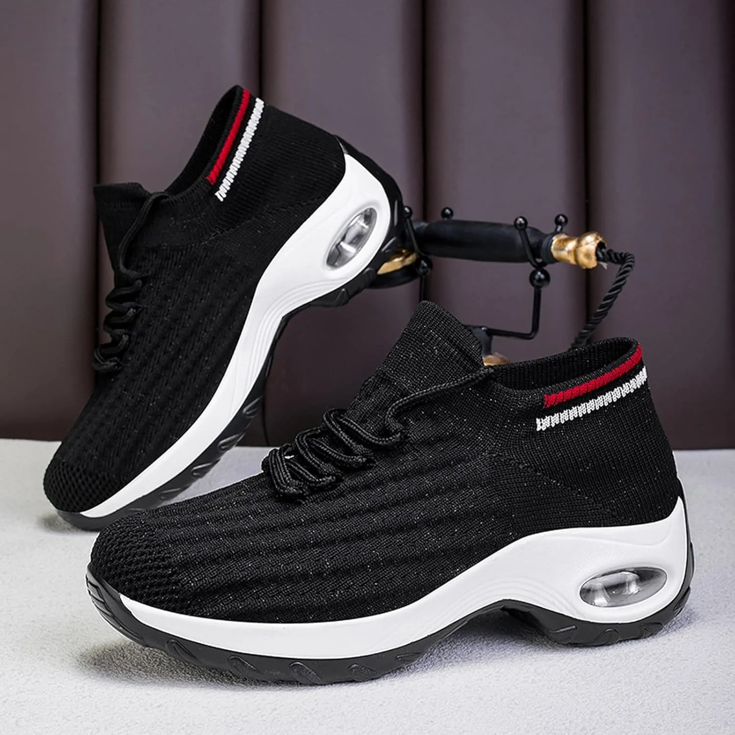 Women's Fashion Fabric Lace Up Solid Color Running Shoes Casual Comfortable Breathable Sneakers No Lace Athletic Shoes Women