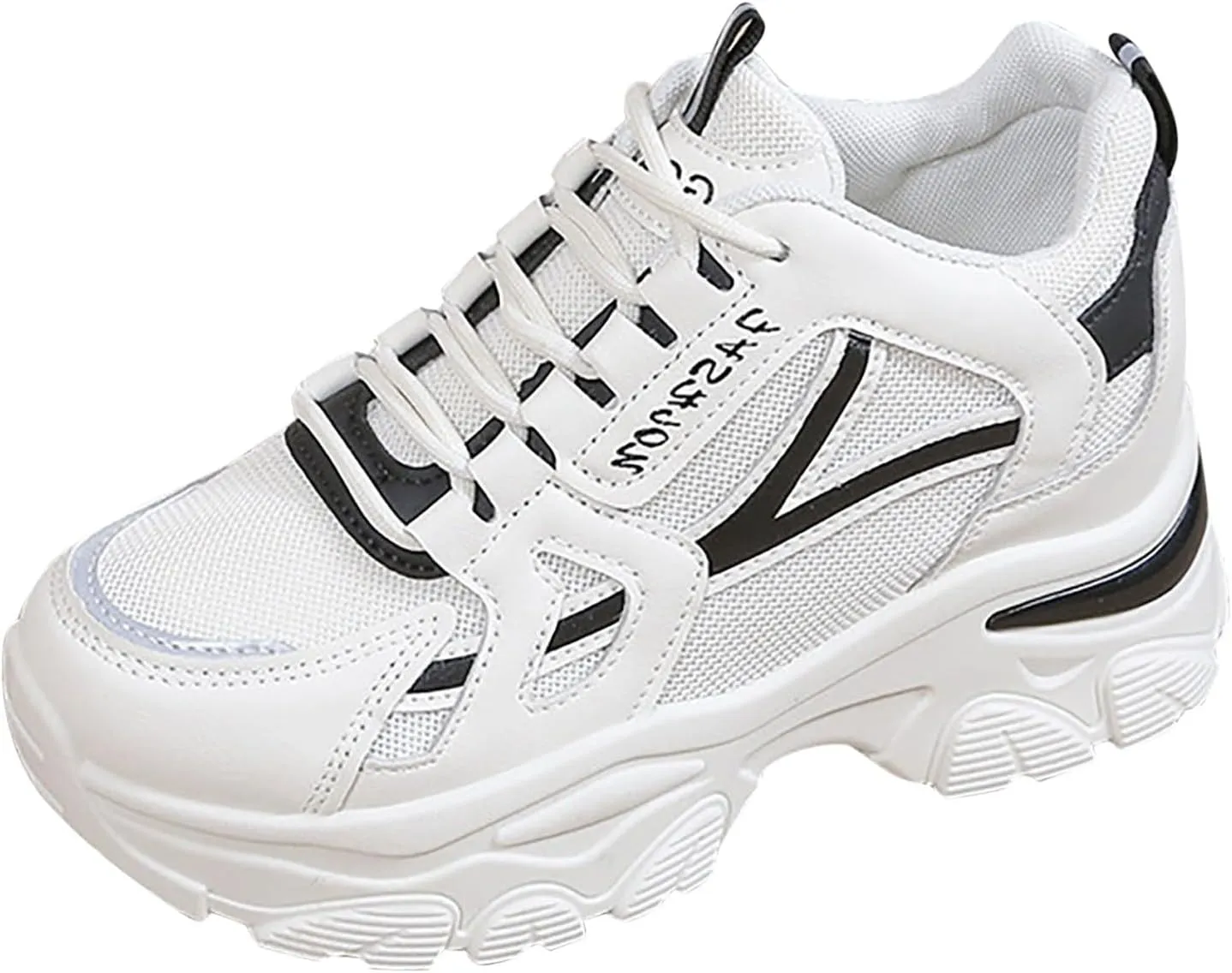 Women’s Fashion Platform Sneakers Breathable White Leather Mesh Teenage Girls Comfort Casual Sport Walking Shoes Arch support