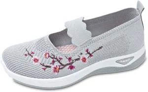 Women's Knitted Mesh Flat Loafers Slip-On Breathable Comfortable Low Top Sport Shoes Fashion Casual Basketball Shoes