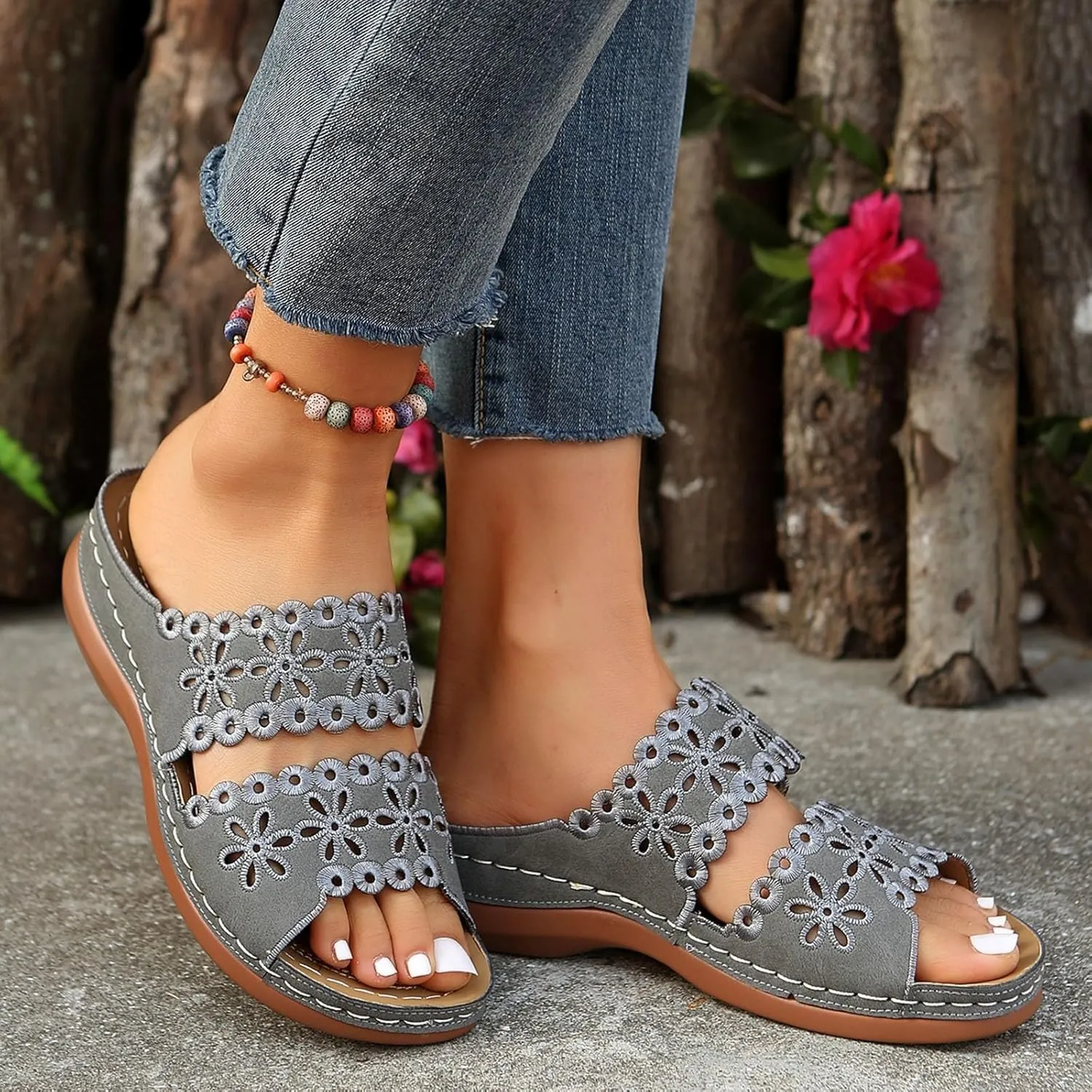 Women's Non Slip Slippers Open Toe Flatform Wedge Casual Sandal Banquet Sandals Beach Non Slip Wedge Sandals
