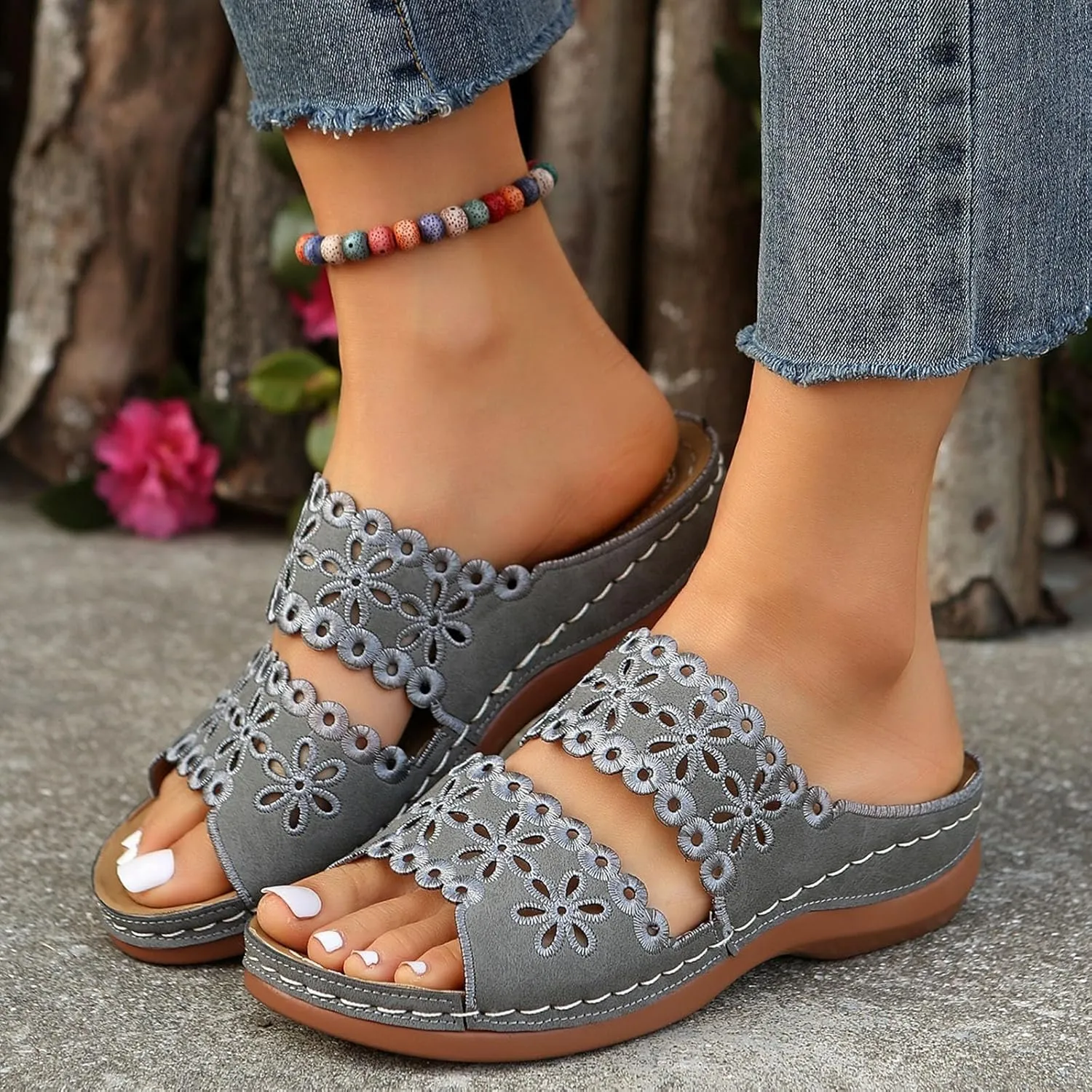 Women's Non Slip Slippers Open Toe Flatform Wedge Casual Sandal Banquet Sandals Beach Non Slip Wedge Sandals