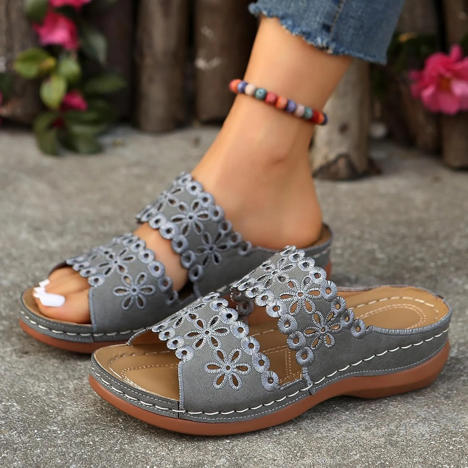 Women's Non Slip Slippers Open Toe Flatform Wedge Casual Sandal Banquet Sandals Beach Non Slip Wedge Sandals