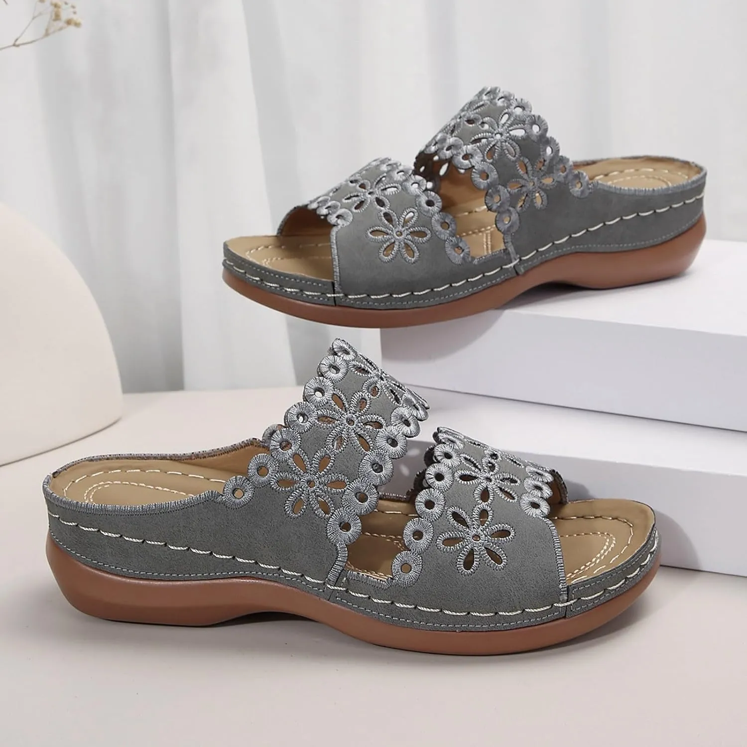 Women's Non Slip Slippers Open Toe Flatform Wedge Casual Sandal Banquet Sandals Beach Non Slip Wedge Sandals