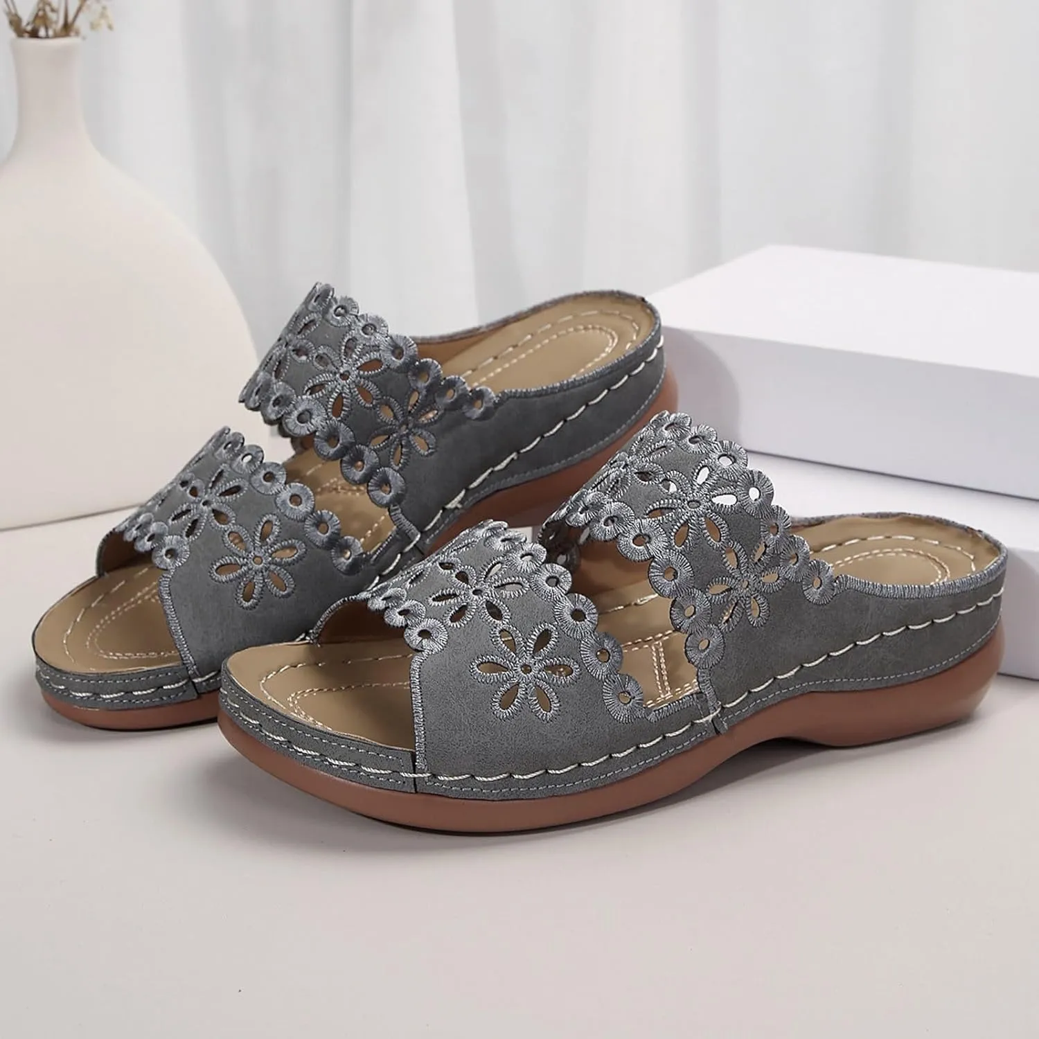 Women's Non Slip Slippers Open Toe Flatform Wedge Casual Sandal Banquet Sandals Beach Non Slip Wedge Sandals