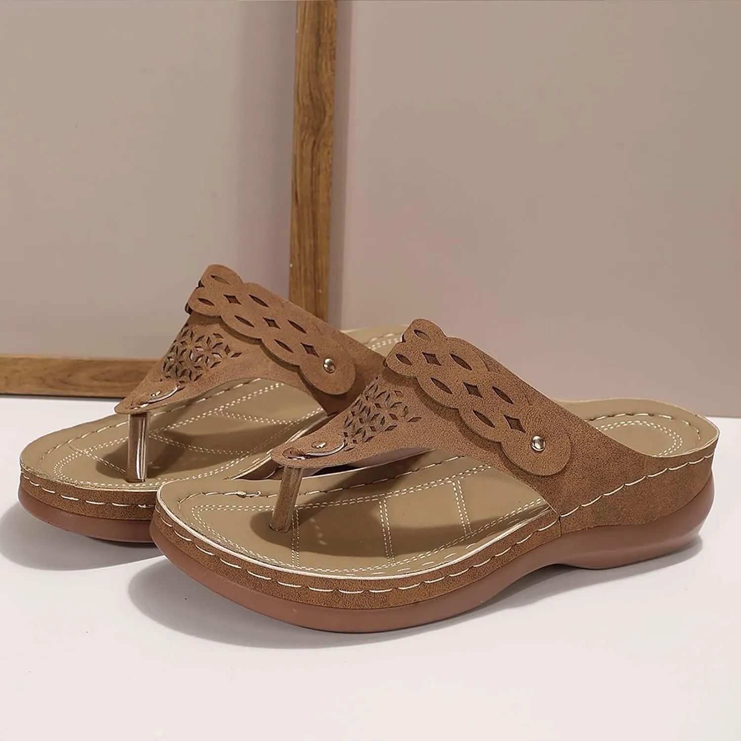 Womens Orthopedic Sandals Flip Flops Arch Support Wedge Sandals Fashion Orthotic Slides Open Toe Orthotic Flip Flops Slip on Sandals Lightweight Beach Shoes