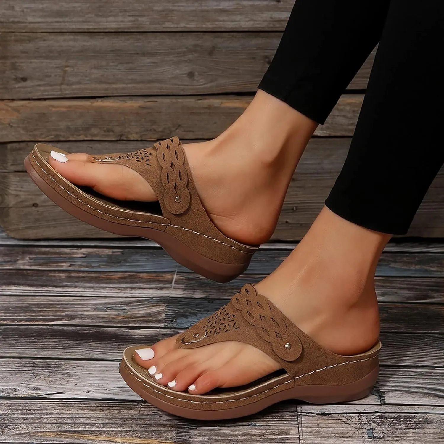 Womens Orthopedic Sandals Flip Flops Arch Support Wedge Sandals Fashion Orthotic Slides Open Toe Orthotic Flip Flops Slip on Sandals Lightweight Beach Shoes
