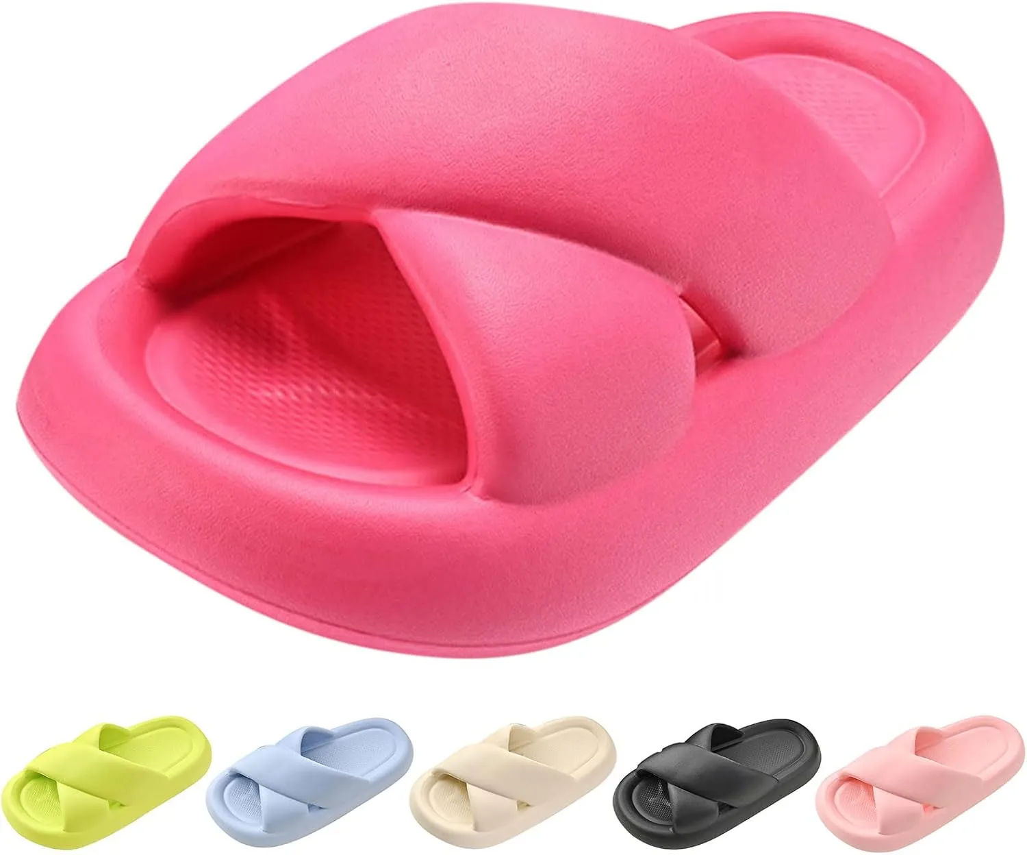 Women's Pillow Slippers Open Toe Shower Shoes Bathroom Sandals Quick Drying Shower Slippers Womens Slides