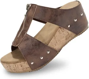 Womens Platform Wedge Sandals Slip On Summer Mules Holiday Espadrille Bohemia Wedge Sandals Open Toe Canvas Slides