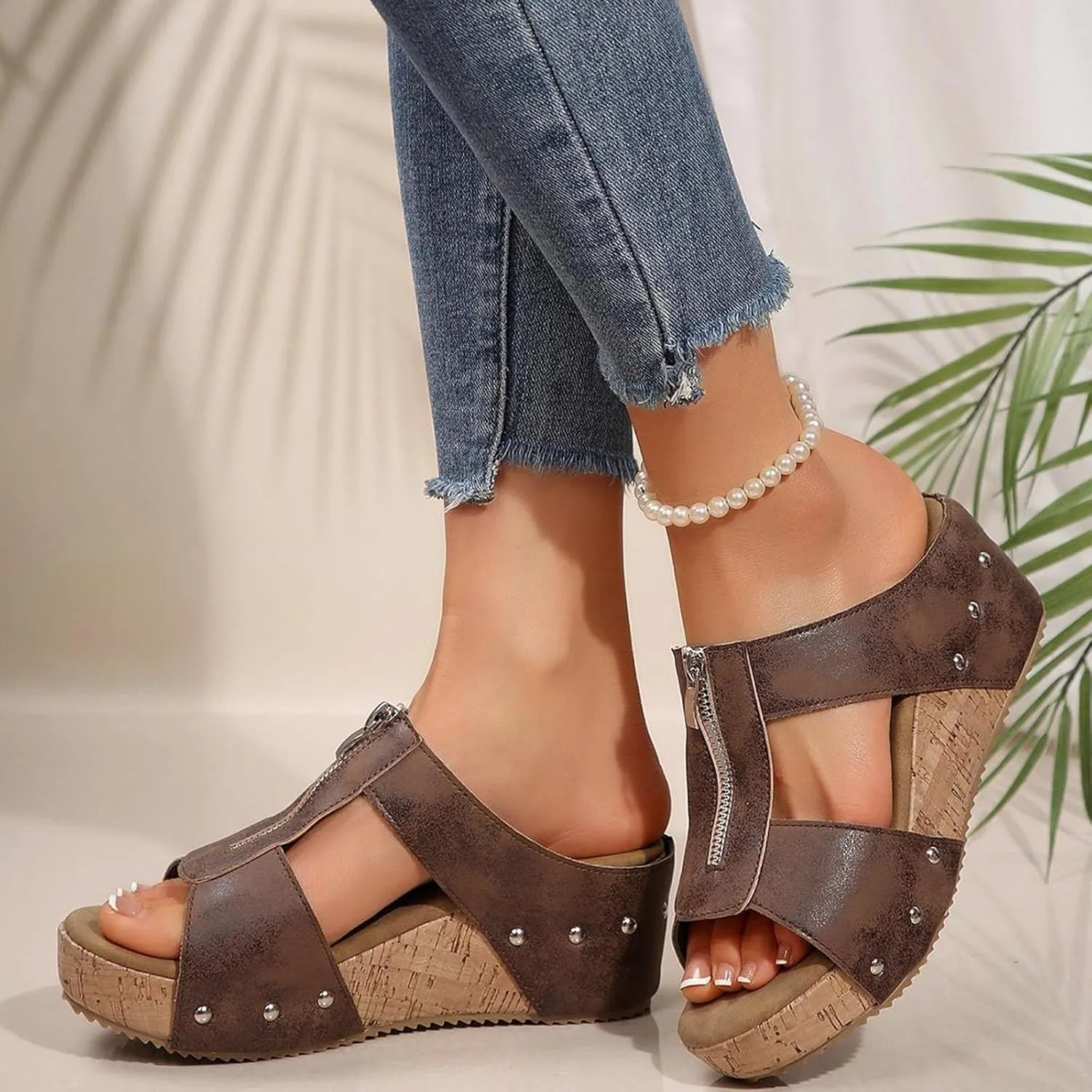 Womens Platform Wedge Sandals Slip On Summer Mules Holiday Espadrille Bohemia Wedge Sandals Open Toe Canvas Slides