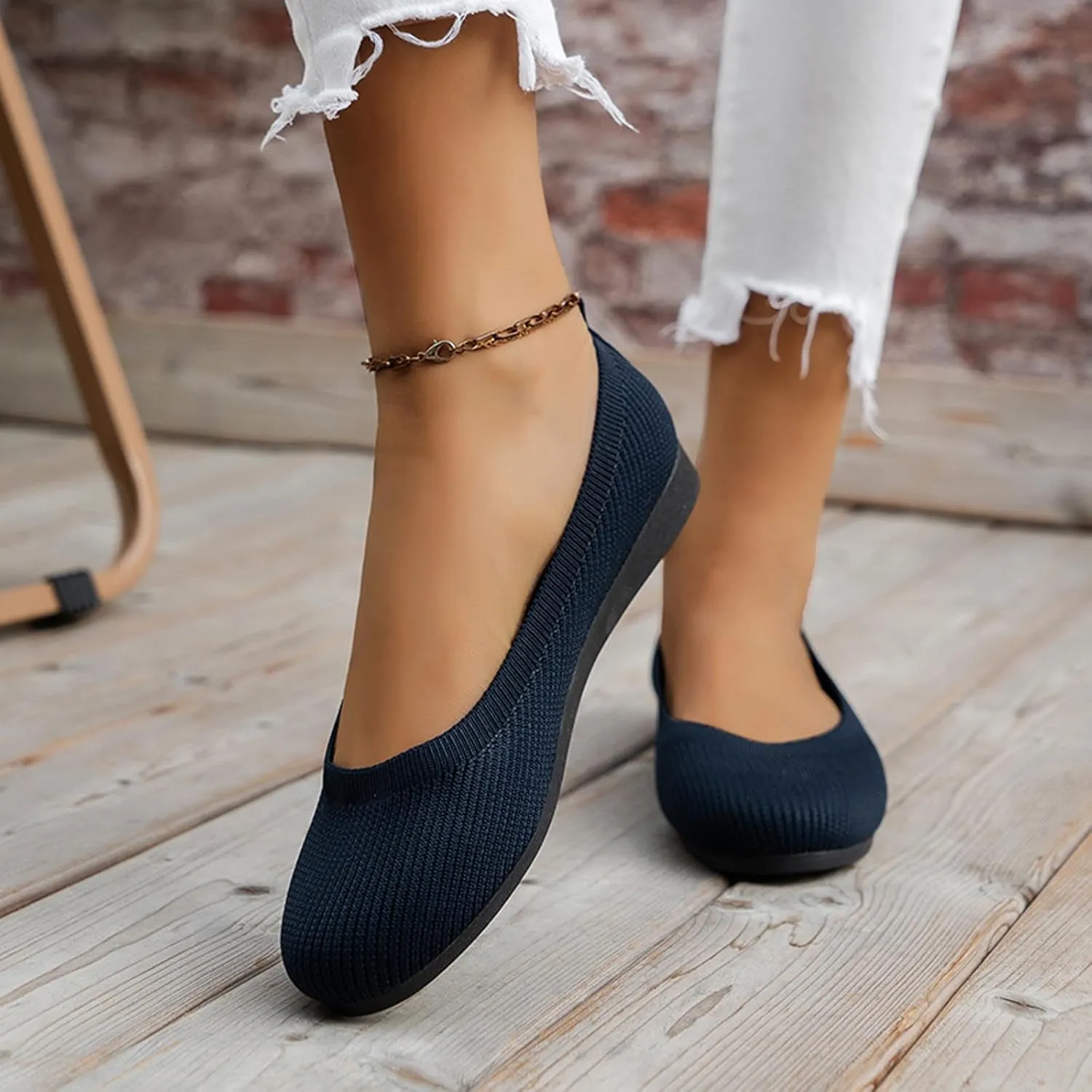 Women's Pointed-Toe Ballet Classic Slip-On Breathable Dress Casual Shoe for Men