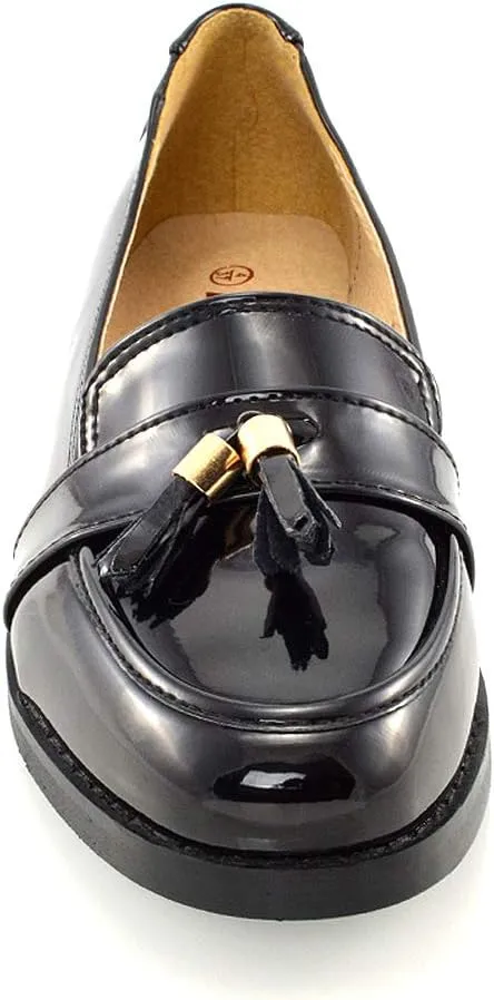 Womens Slip ON Tassel Pumps Synthetic Leather Loafers Shoes