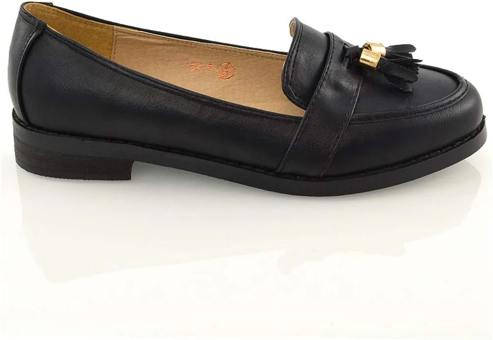Womens Slip ON Tassel Pumps Synthetic Leather Loafers Shoes