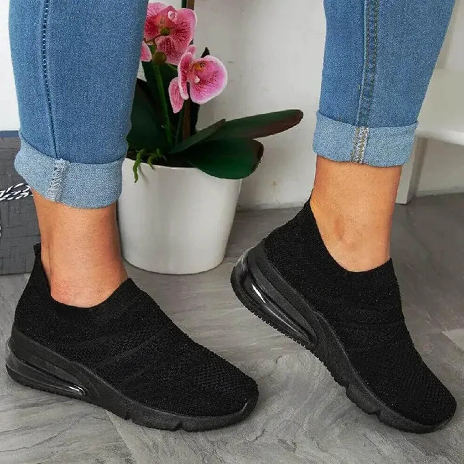 Womens Sneakers Size 11 Wide Width Zapatos De Trabajo para Mujeres Confortables Black Leather Non Slip Tennis Shoes Women Casual Sneakers for Women Outdoor Trainers Comfy Winter Dress Shoes for Women