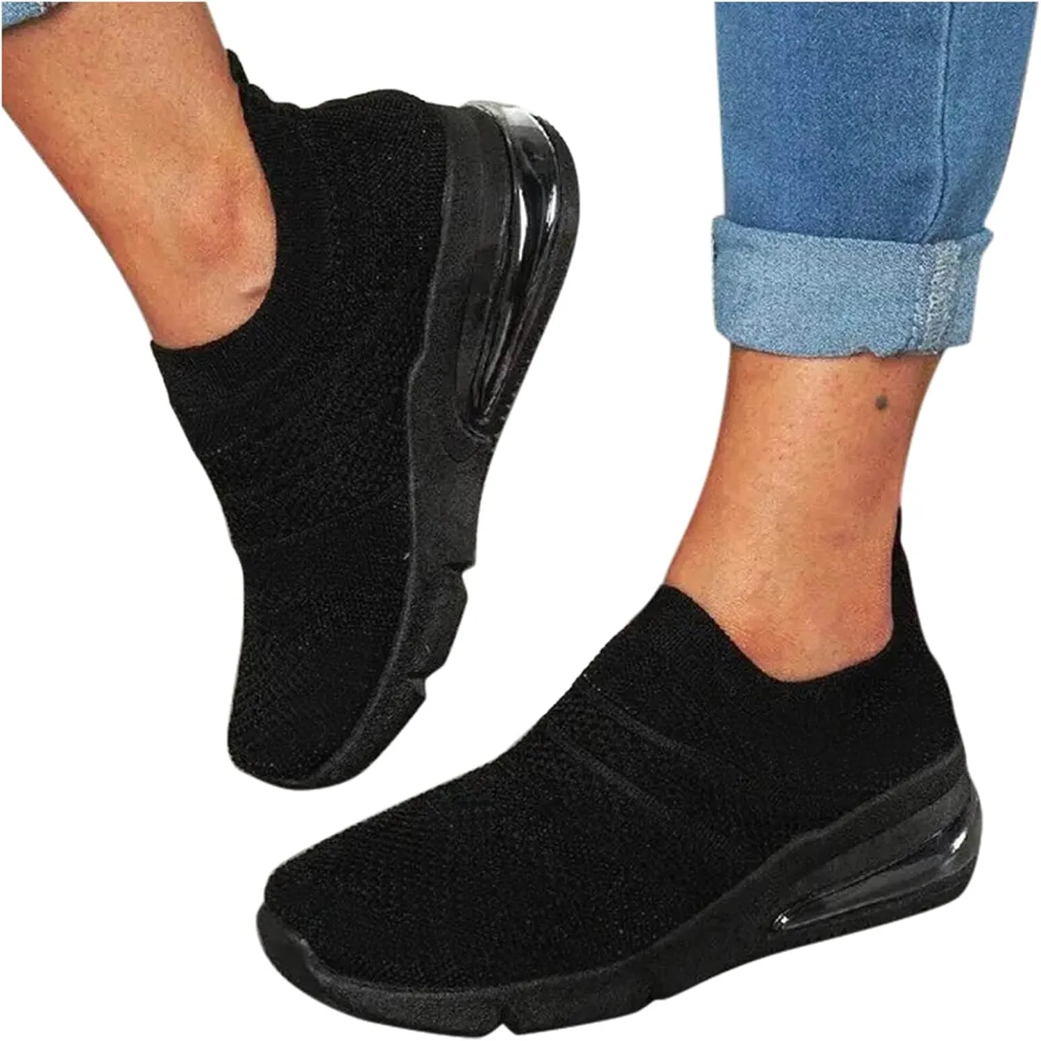 Womens Sneakers Size 11 Wide Width Zapatos De Trabajo para Mujeres Confortables Black Leather Non Slip Tennis Shoes Women Casual Sneakers for Women Outdoor Trainers Comfy Winter Dress Shoes for Women