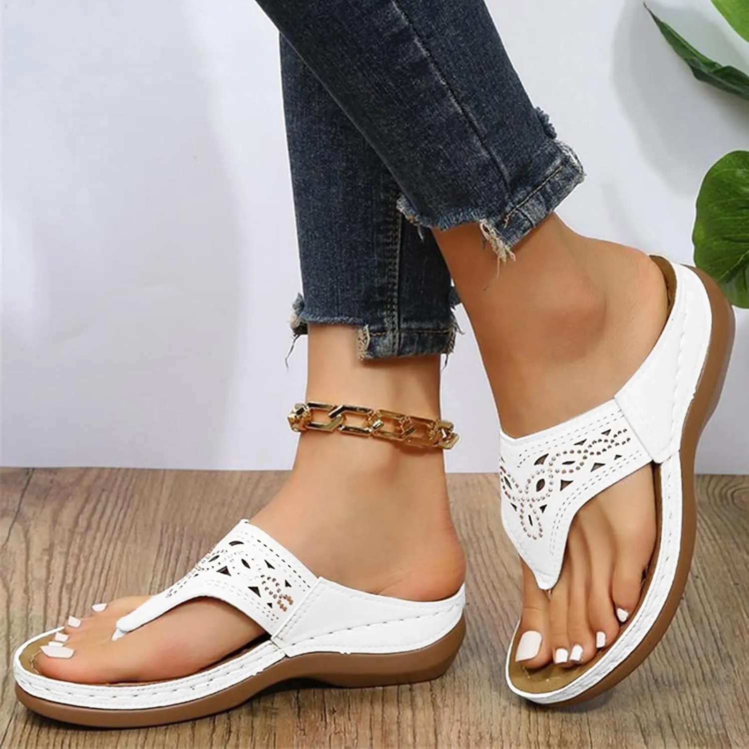 Women's Soft Soled Cushioned Wedge Slide Platform Sandals Wedge Open Toe Sandals Casual Vacation Shoes