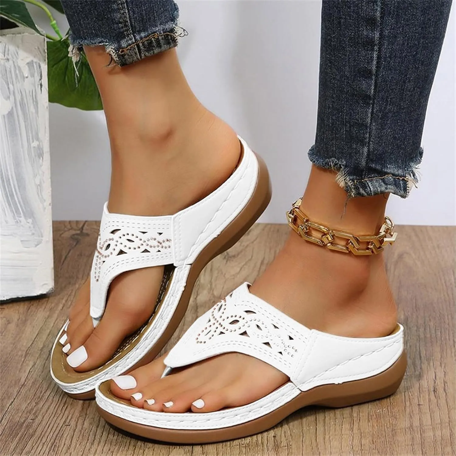 Women's Soft Soled Cushioned Wedge Slide Platform Sandals Wedge Open Toe Sandals Casual Vacation Shoes