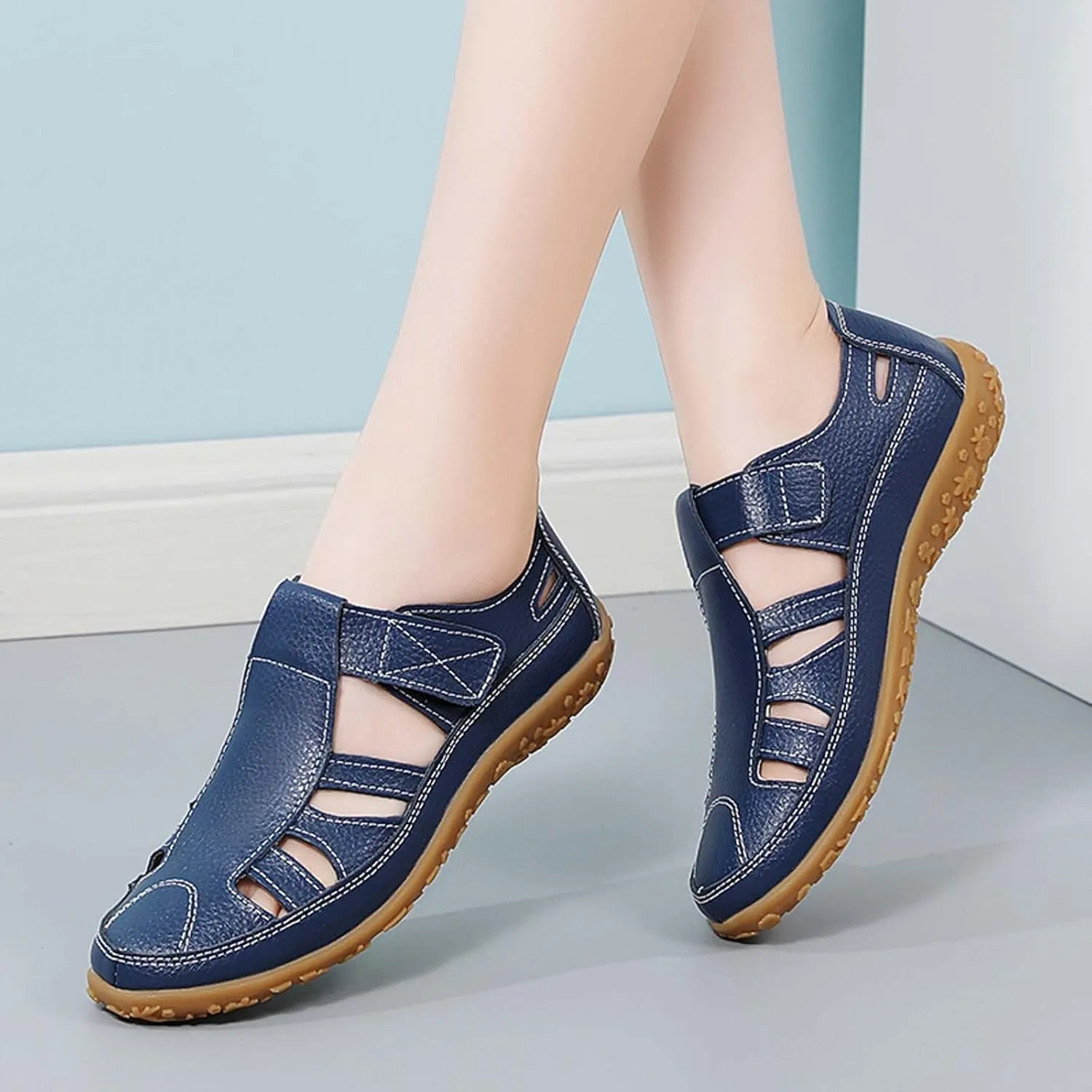 Women's Summer Casual Sandals Comfortable Flat Open Toe Beach Footwear Lightweight Breathable Slip On Walking