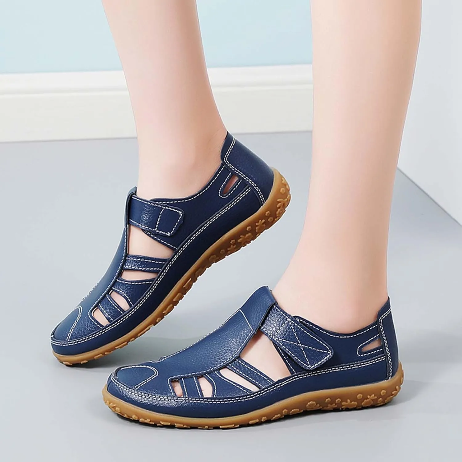 Women's Summer Casual Sandals Comfortable Flat Open Toe Beach Footwear Lightweight Breathable Slip On Walking
