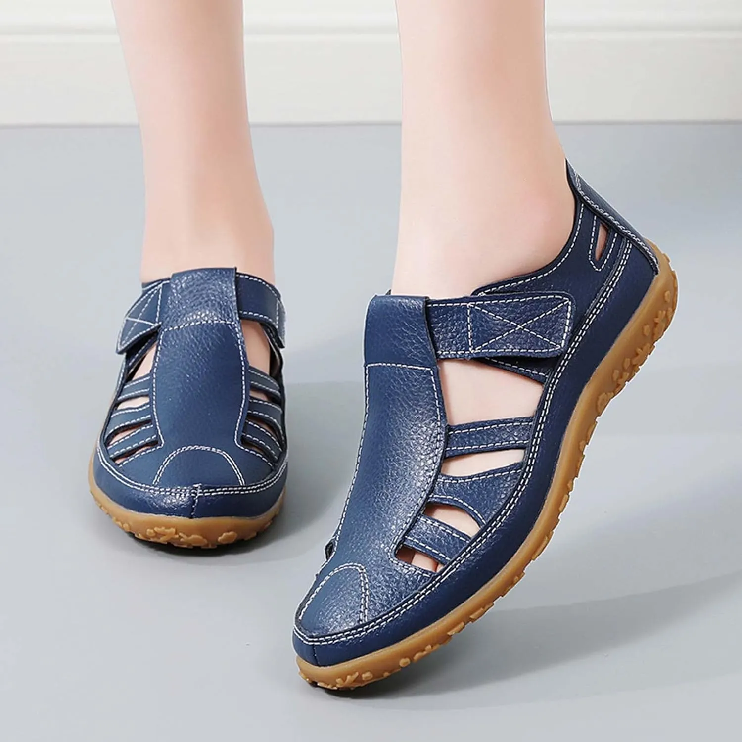 Women's Summer Casual Sandals Comfortable Flat Open Toe Beach Footwear Lightweight Breathable Slip On Walking