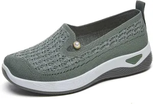 Women's Summer Fashion Net Breathable Casual Shoes Round Head Non Slip Slip On Casual Sports Shoes