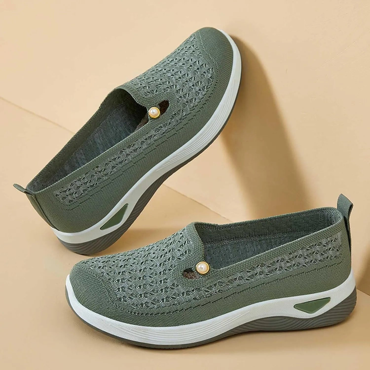 Women's Summer Fashion Net Breathable Casual Shoes Round Head Non Slip Slip On Casual Sports Shoes