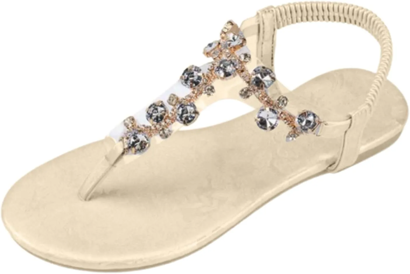 Women's Summer New Korean Version Foot Set Rhinestone Oversized Beach Clip Toe Sandals Womens Slide Sandals Rose