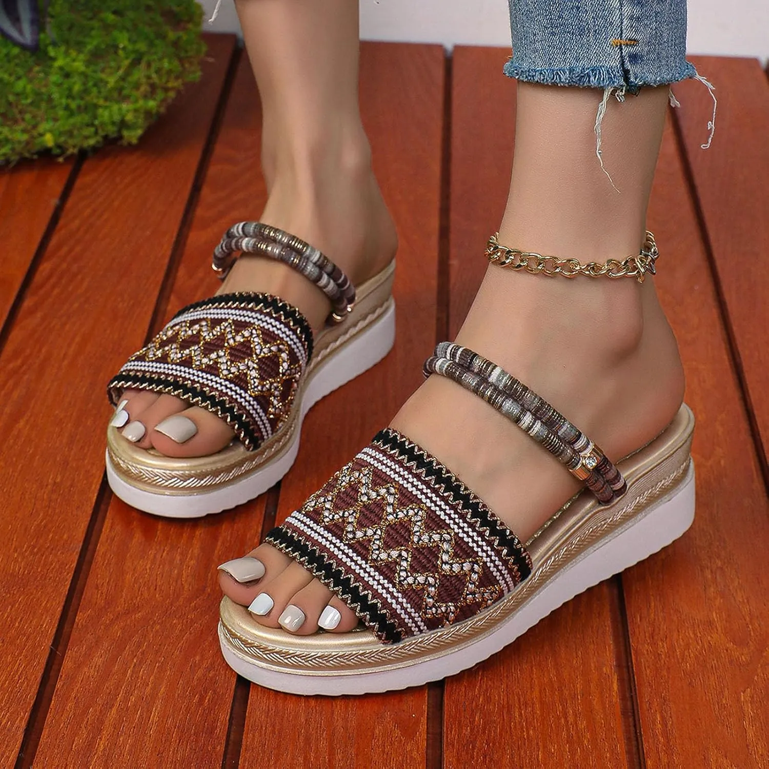 Women's Thick Bottom Sandals Summer Outdoor Camping Walking Beach Sandal Orthopedic Sandals with Arch Support