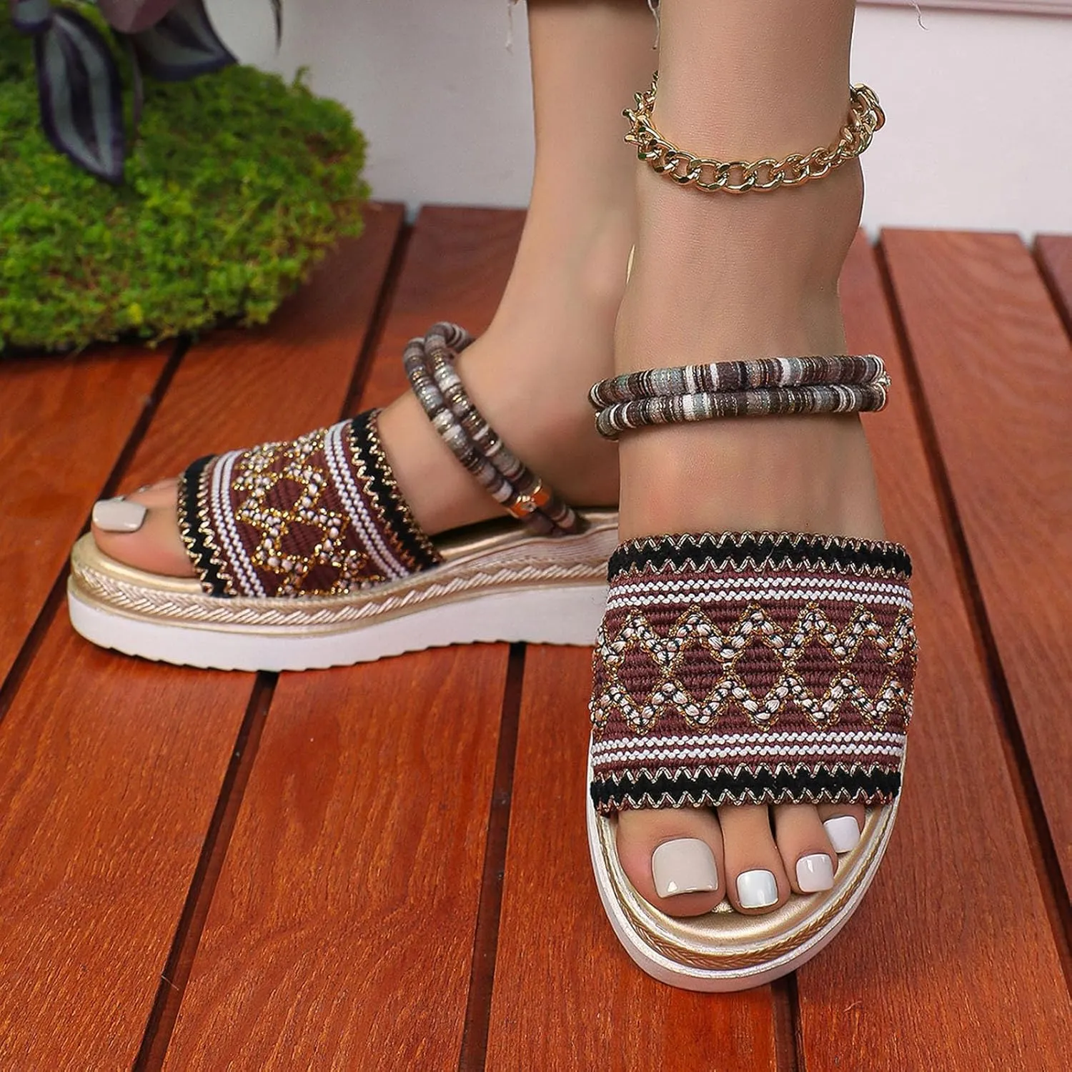 Women's Thick Bottom Sandals Summer Outdoor Camping Walking Beach Sandal Orthopedic Sandals with Arch Support