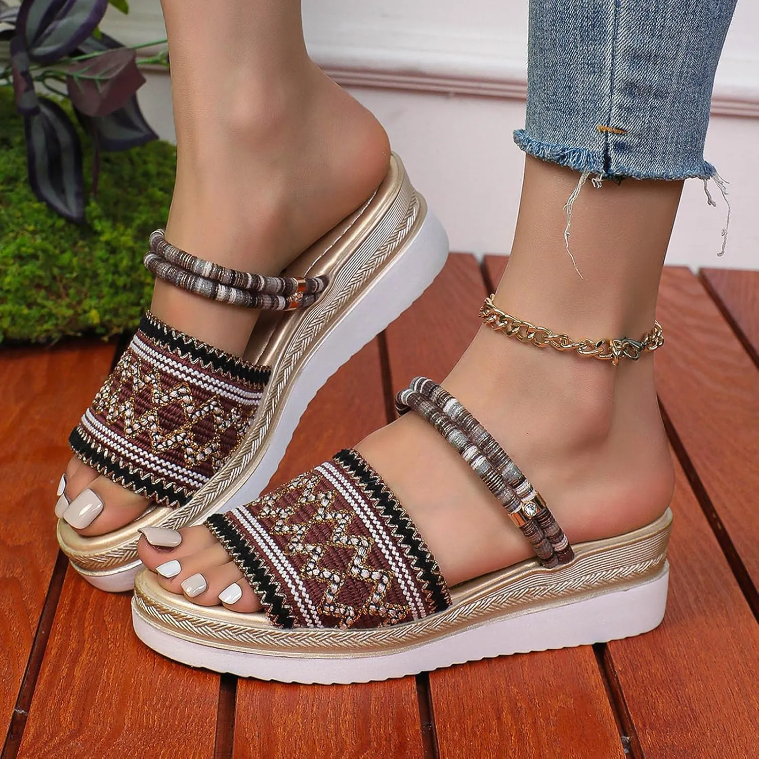Women's Thick Bottom Sandals Summer Outdoor Camping Walking Beach Sandal Orthopedic Sandals with Arch Support