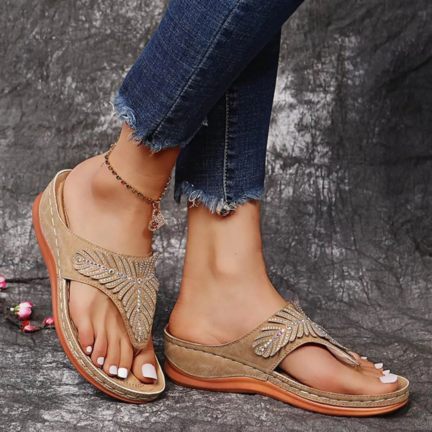 Women's Vacation Wedges Sandals Classic Wedge Heels Sandals Breathable Slides Sandals Pillow Slippers