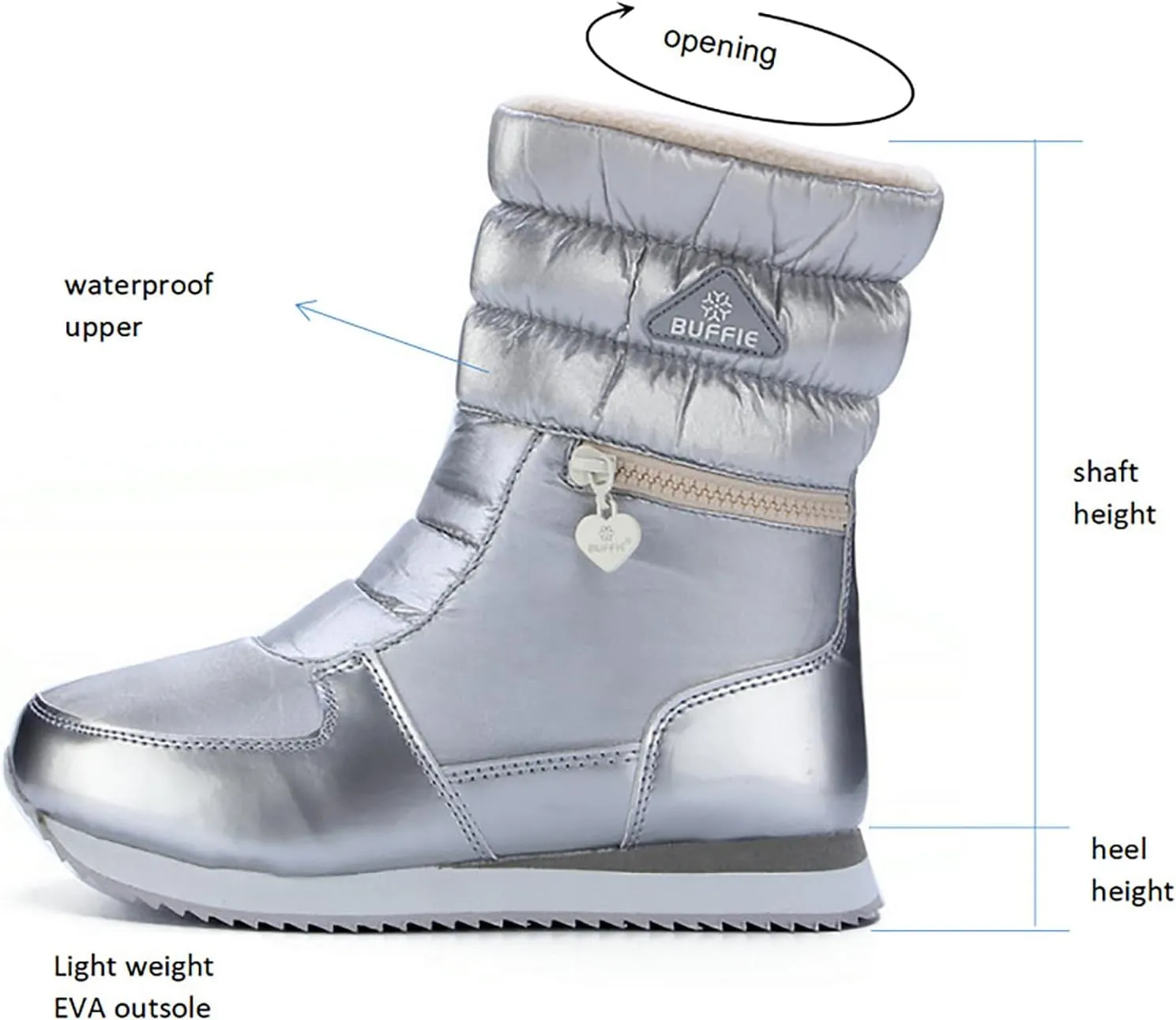 Women's Waterproof Winter Snow Boots Lightweight Warm Faux Fur Lined Mid-Calf Booties No-Slip Mini Thickening Winter Warm Fur