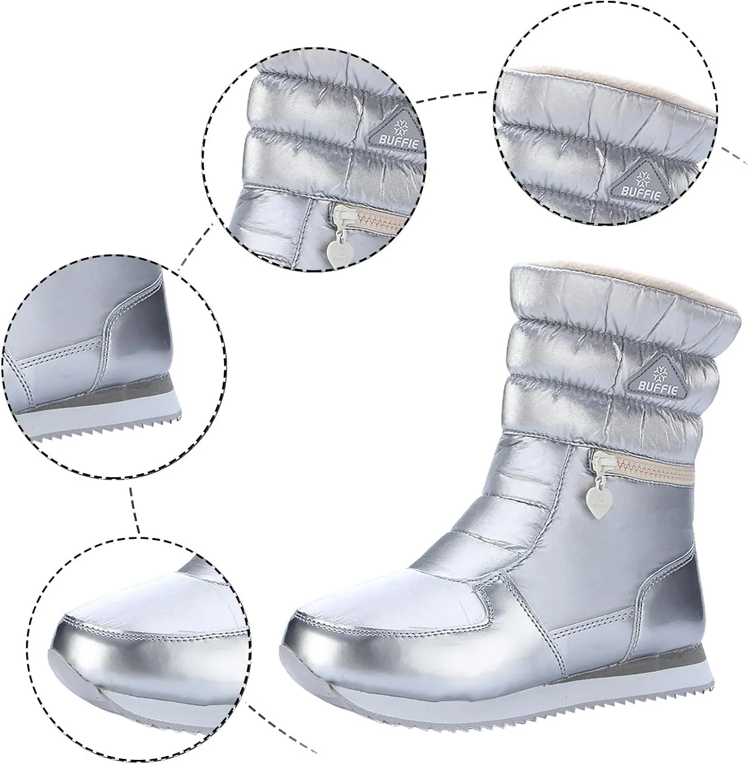 Women's Waterproof Winter Snow Boots Lightweight Warm Faux Fur Lined Mid-Calf Booties No-Slip Mini Thickening Winter Warm Fur