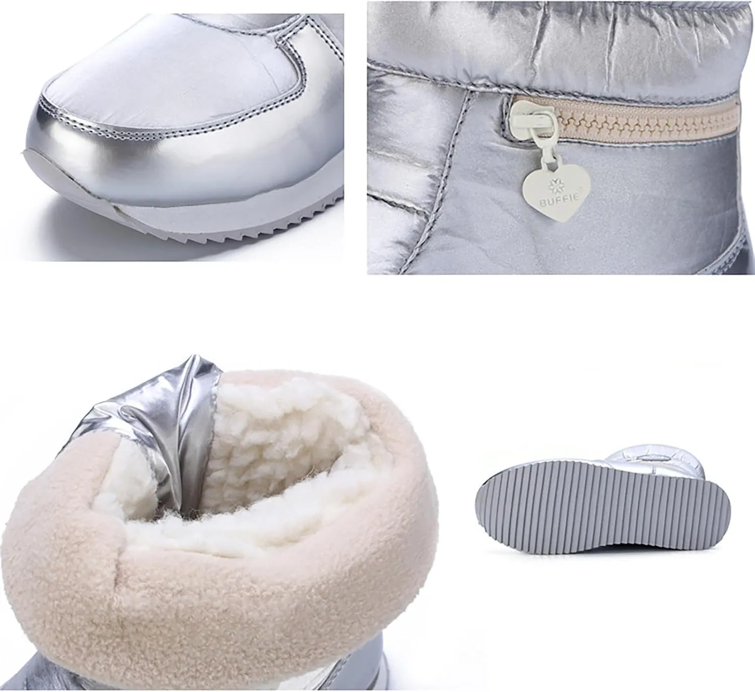 Women's Waterproof Winter Snow Boots Lightweight Warm Faux Fur Lined Mid-Calf Booties No-Slip Mini Thickening Winter Warm Fur