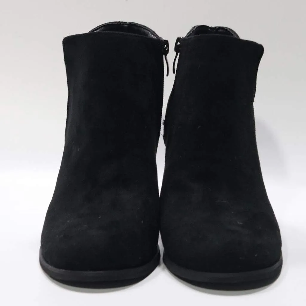 Women's Wedge Ankle Booties Comfortable Side Zipper Slip on Cutout Pointed Toe Chunky Heel Ankle Boots