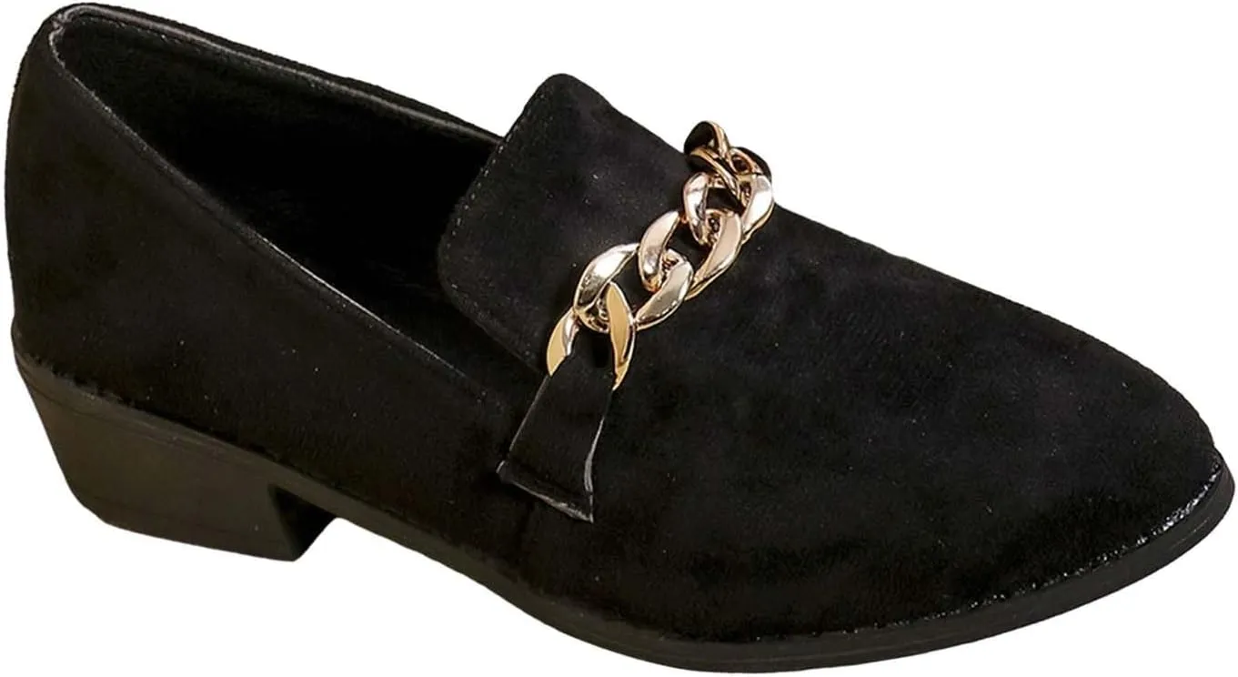Women's Wide Loafers Shoes Low Heel Suede Leather Work Loafers Business Casual Comfortable Dressy Slip On Penny Shoes